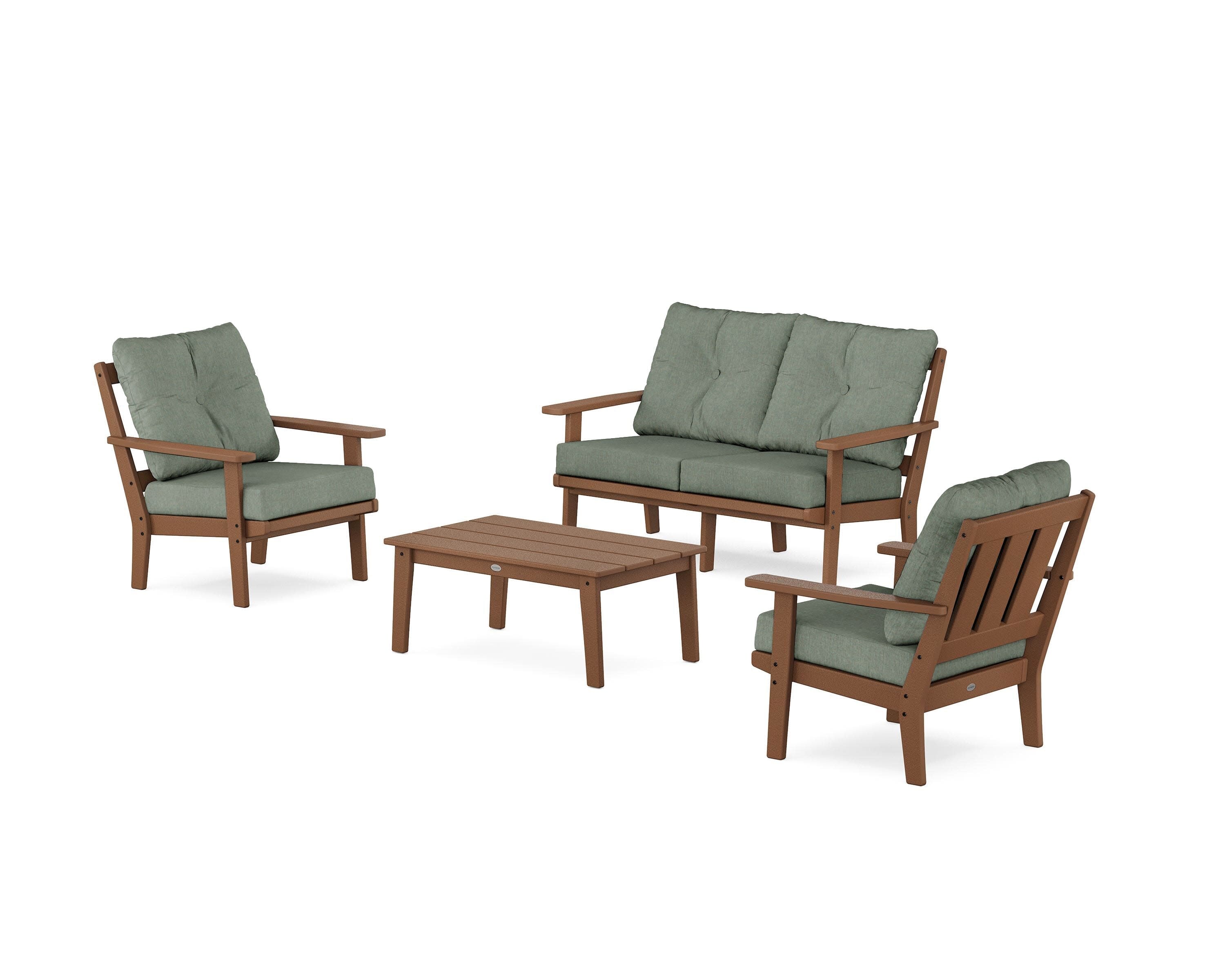 Oxford 4-Piece Deep Seating Set with Loveseat in Teak / Cast Sage