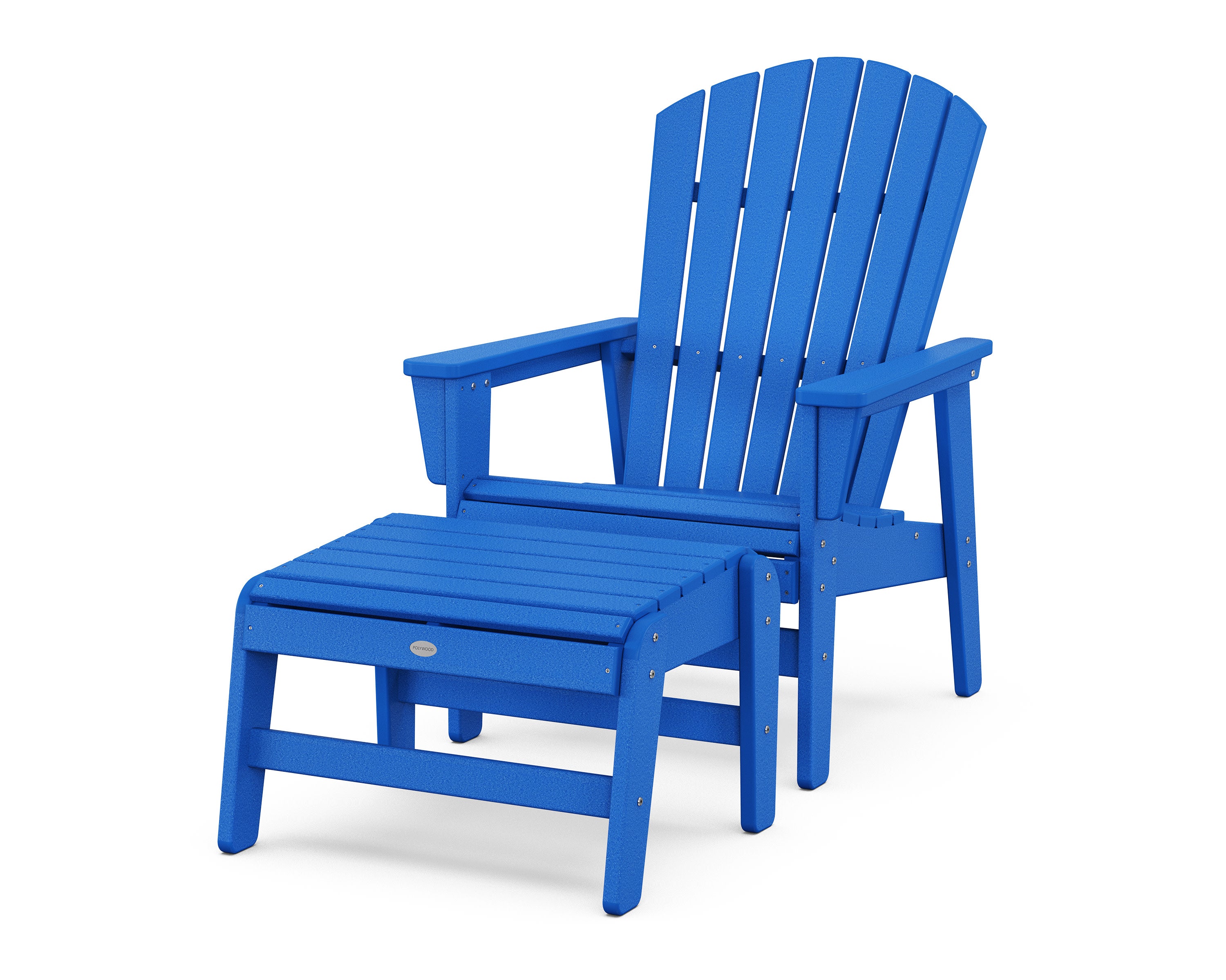 Nautical Grand Upright Adirondack Chair with Ottoman in Pacific Blue