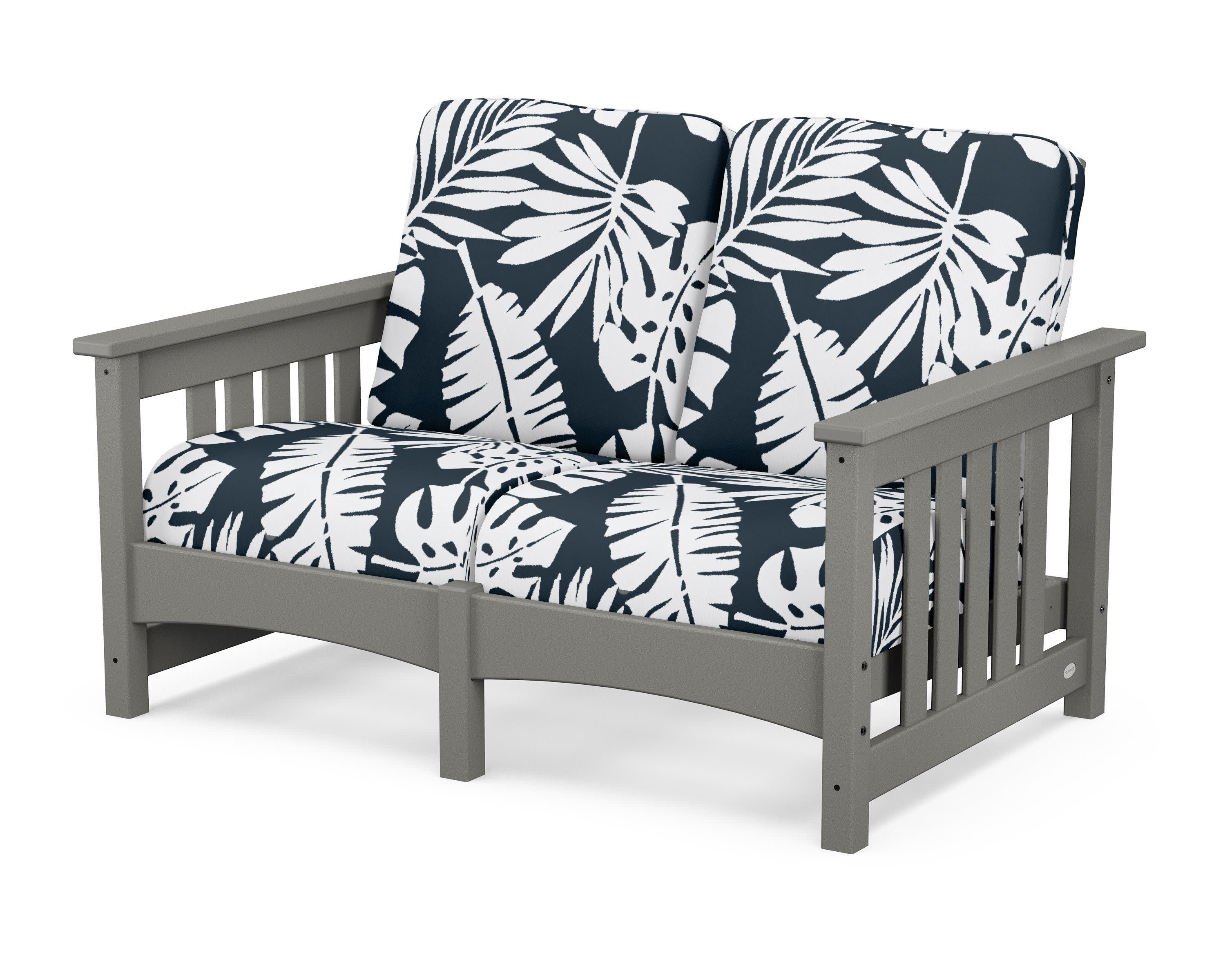 Club Mission Loveseat in Slate Grey / Leaf Marine Indigo