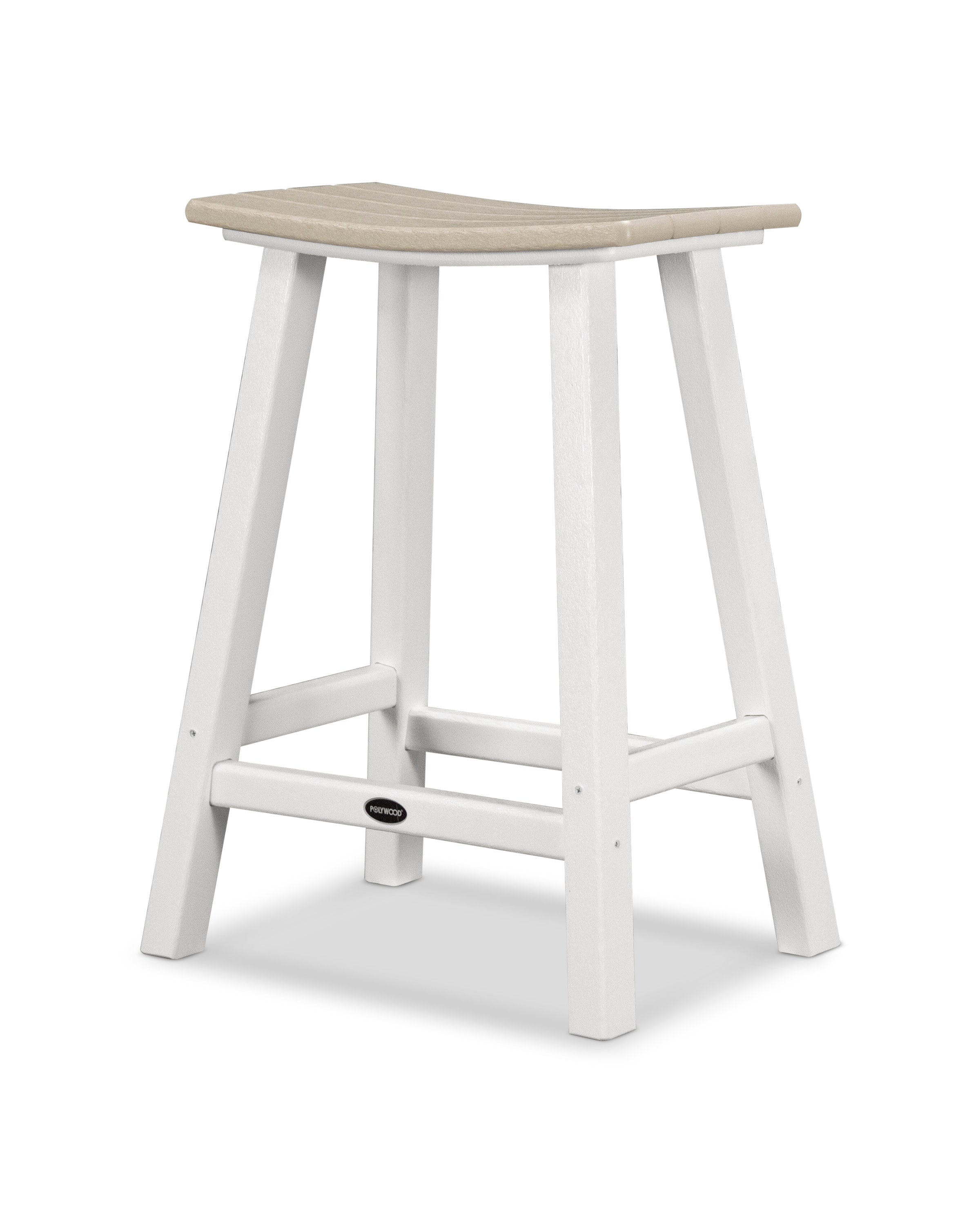 Contempo 24" Saddle Counter Stool in White / Sand