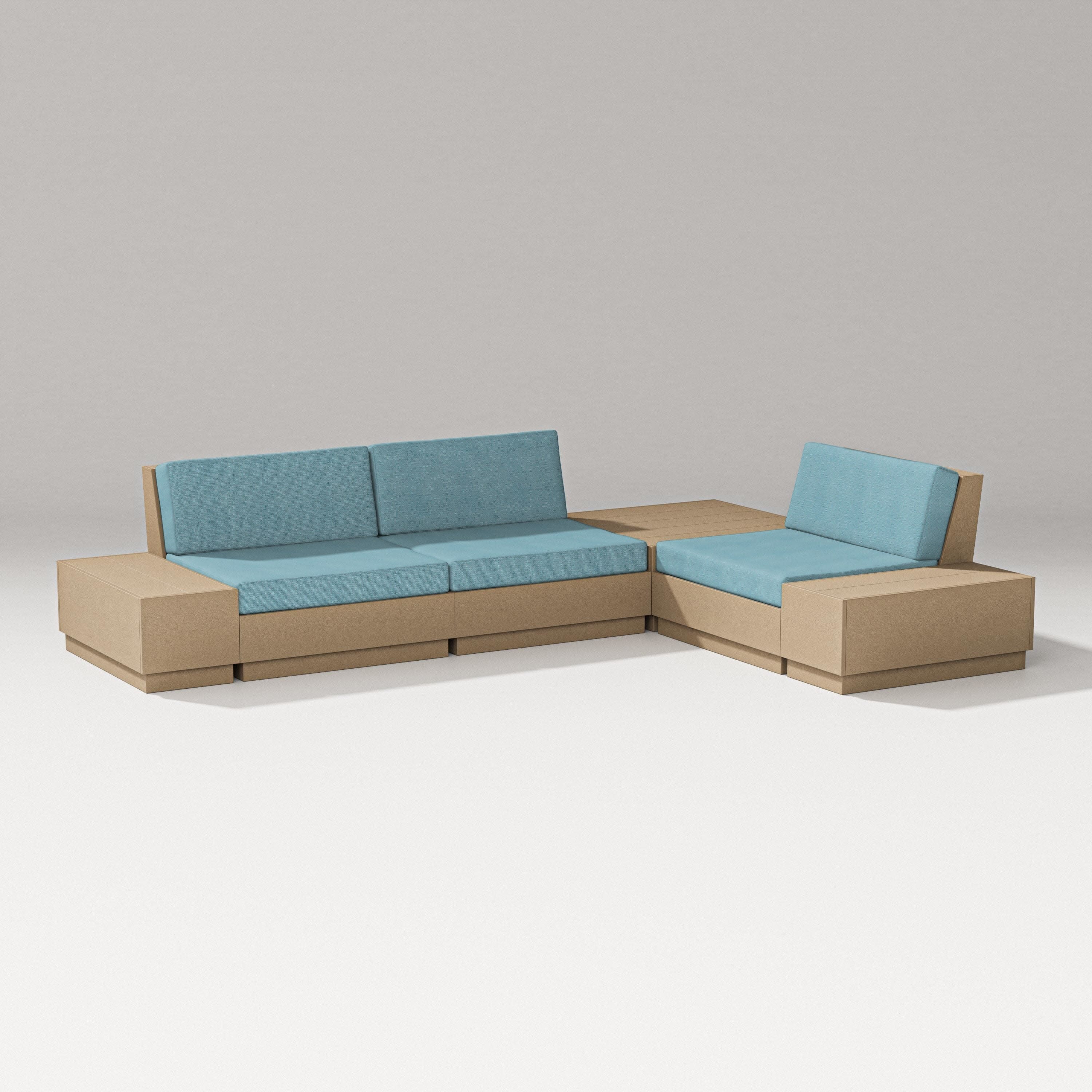 Elevate 6-Piece Corner Sectional in Vintage Sahara / Lattice Sky Blue