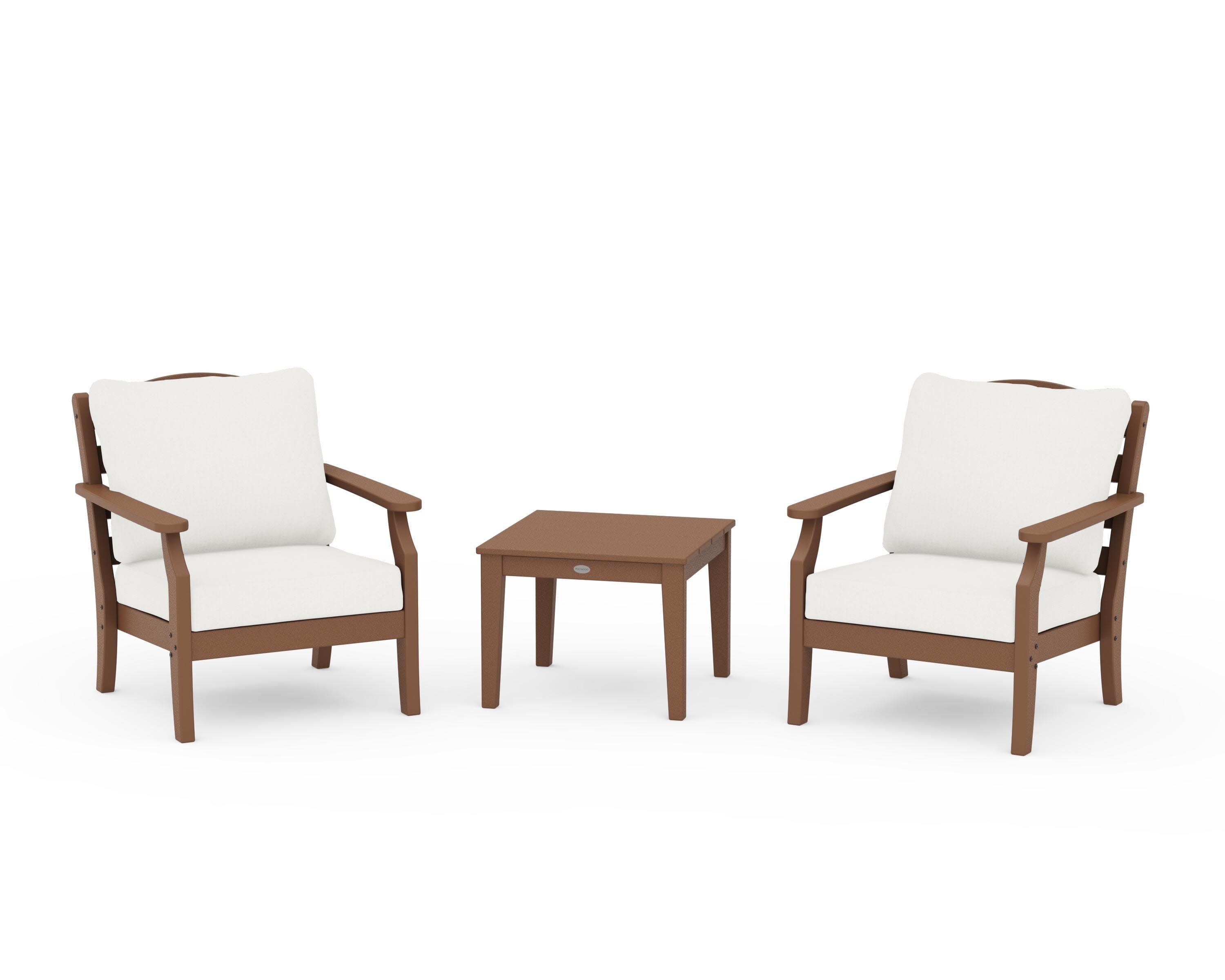 Savannah 3-Piece Deep Seating Set in Teak / Natural Linen