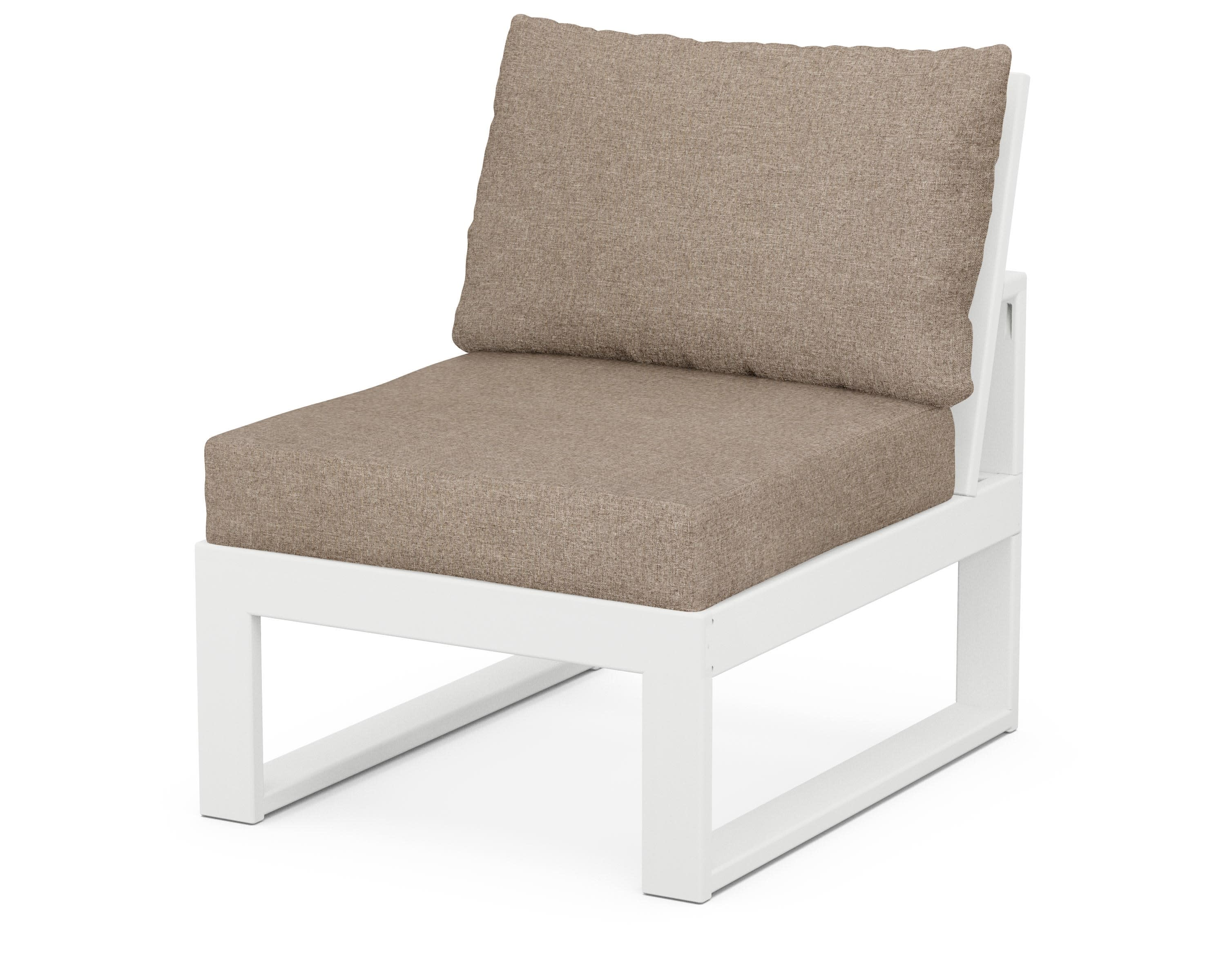 Modular Armless Chair in White / Spiced Burlap