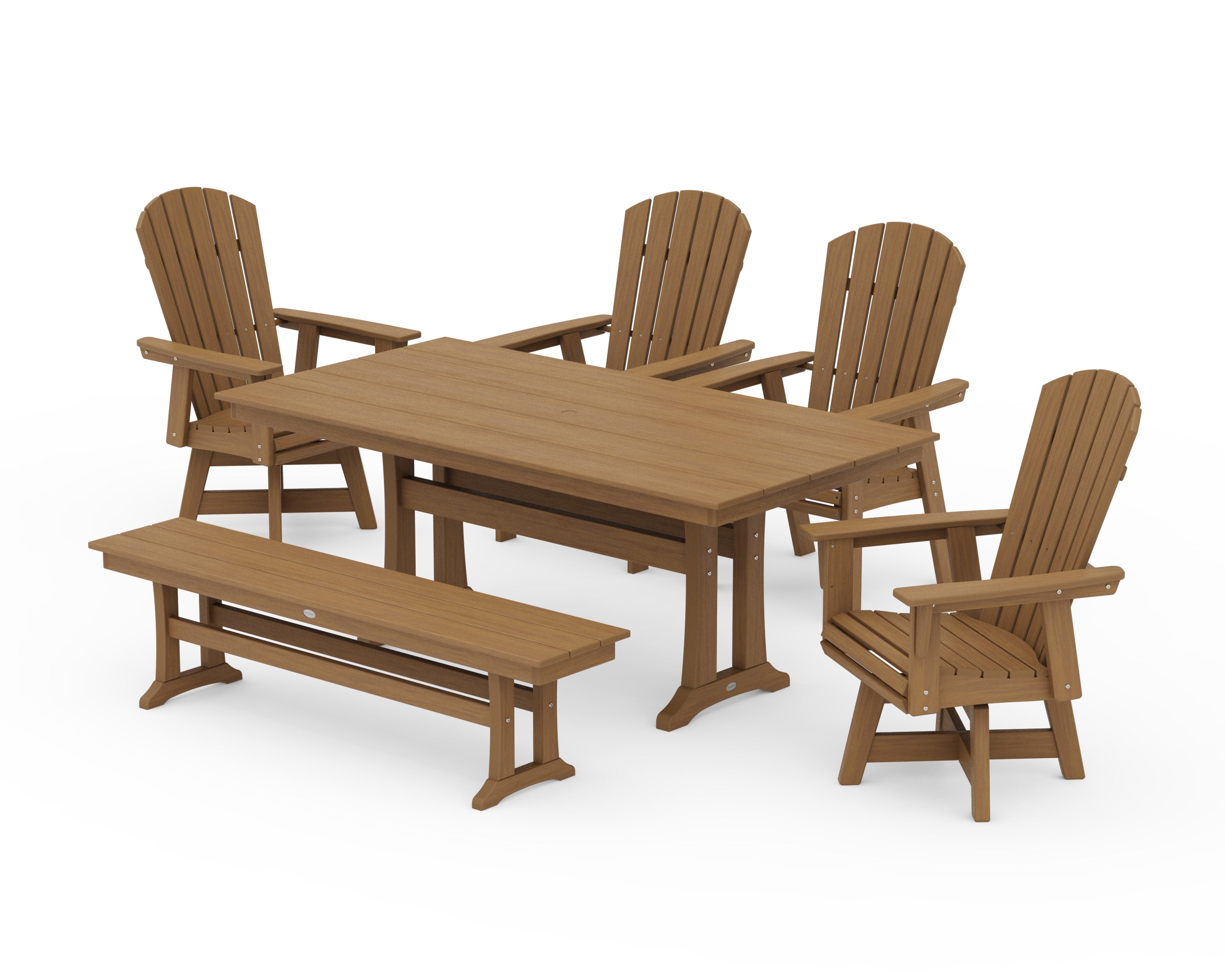 Nautical Adirondack Swivel 6-Piece Farmhouse Dining Set With Trestle Legs in Natural