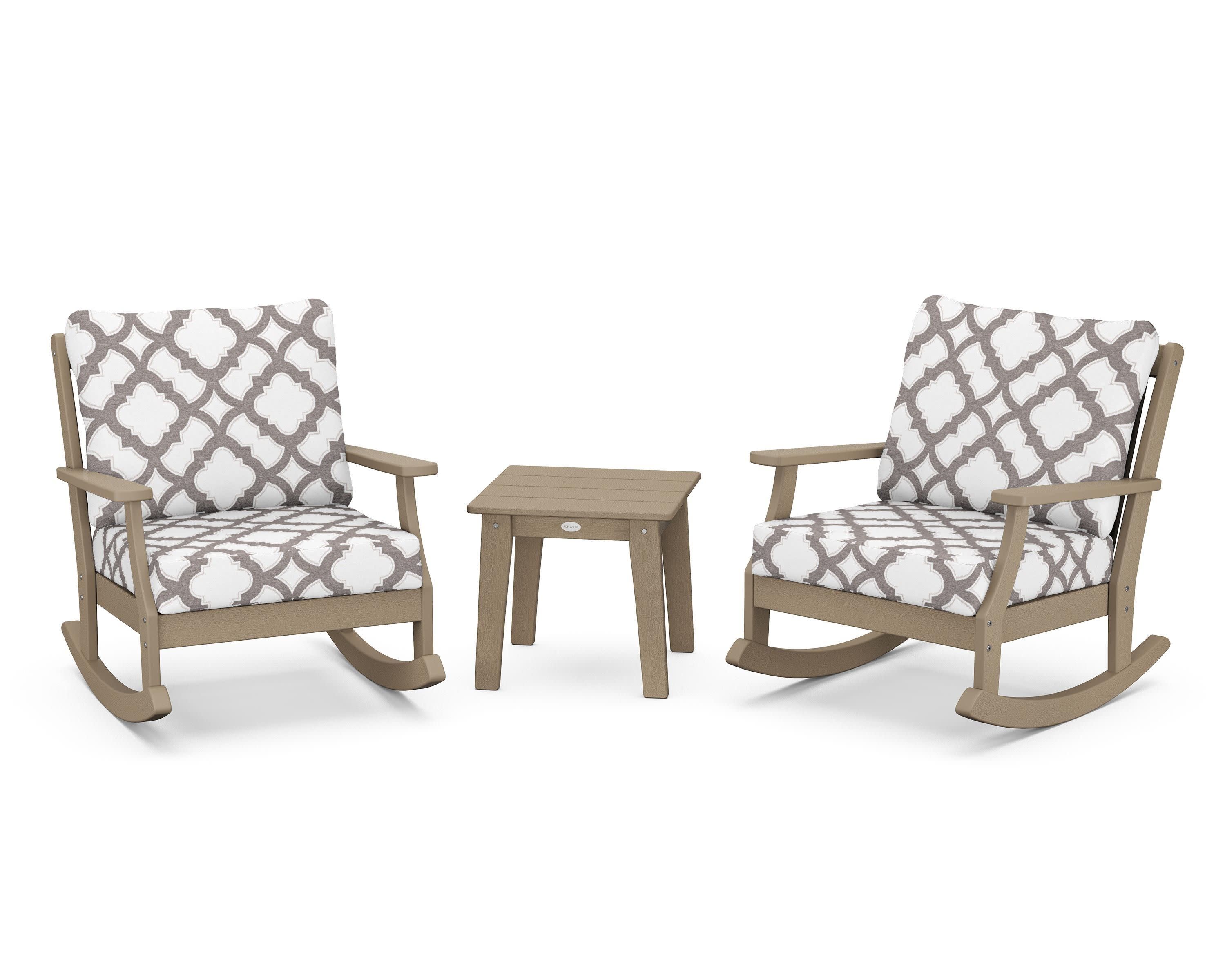 Braxton 3-Piece Deep Seating Rocker Set in Vintage Sahara / Trellis Grey Mist