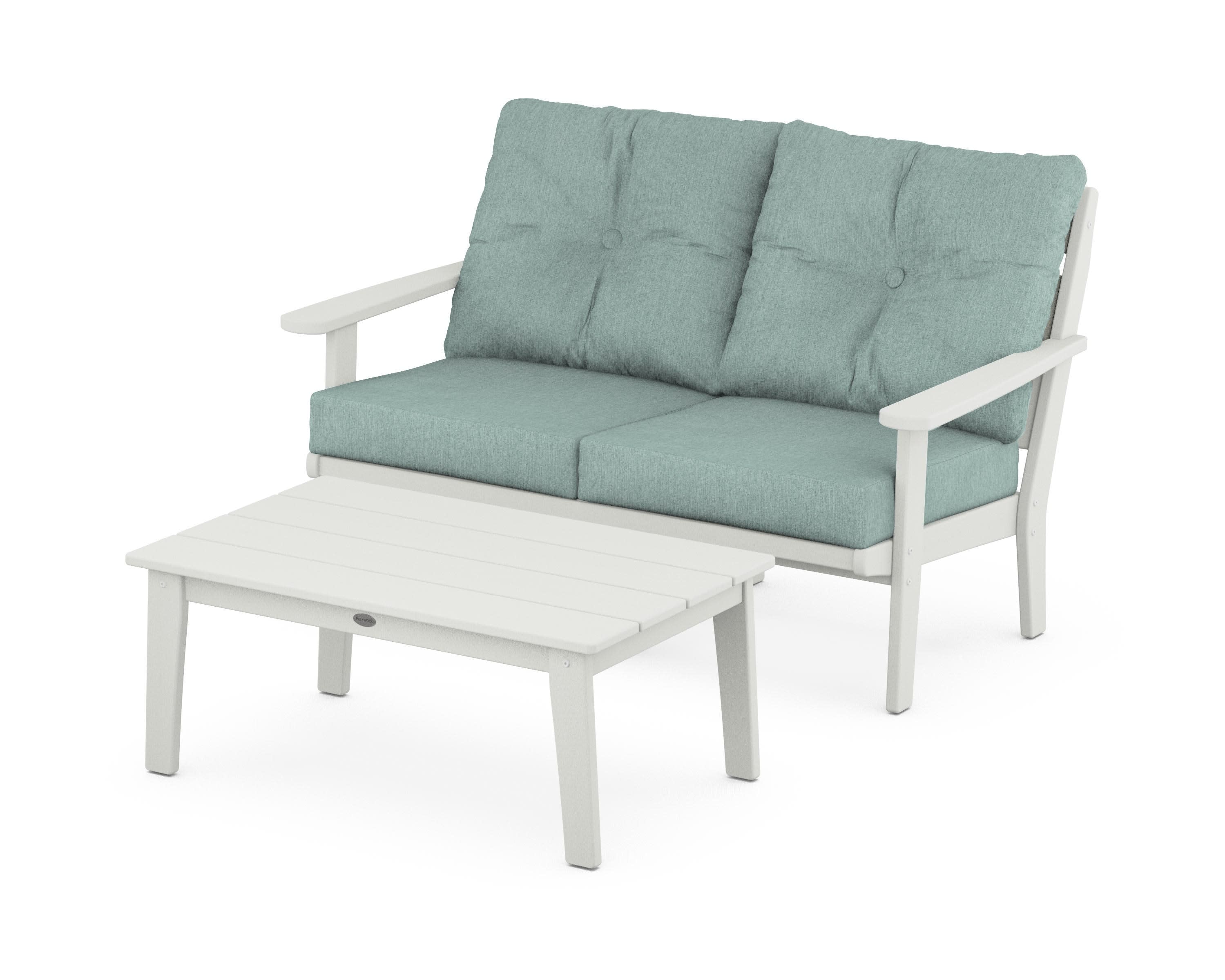 Lakeside 2-Piece Lounge Loveseat Set in Vintage White / Glacier Spa