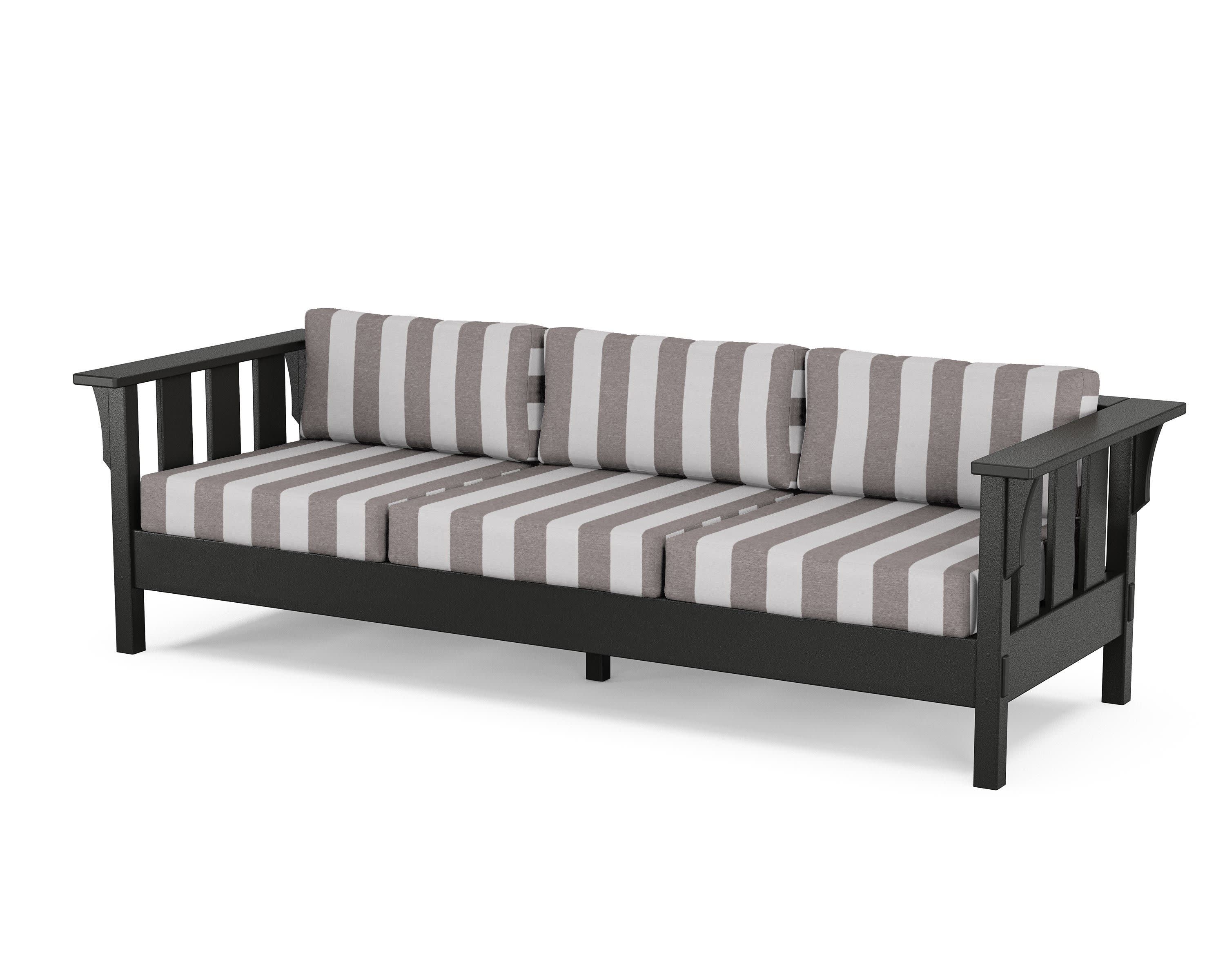 Acadia Deep Seating Sofa in Black / Cabana Stripe Grey Mist