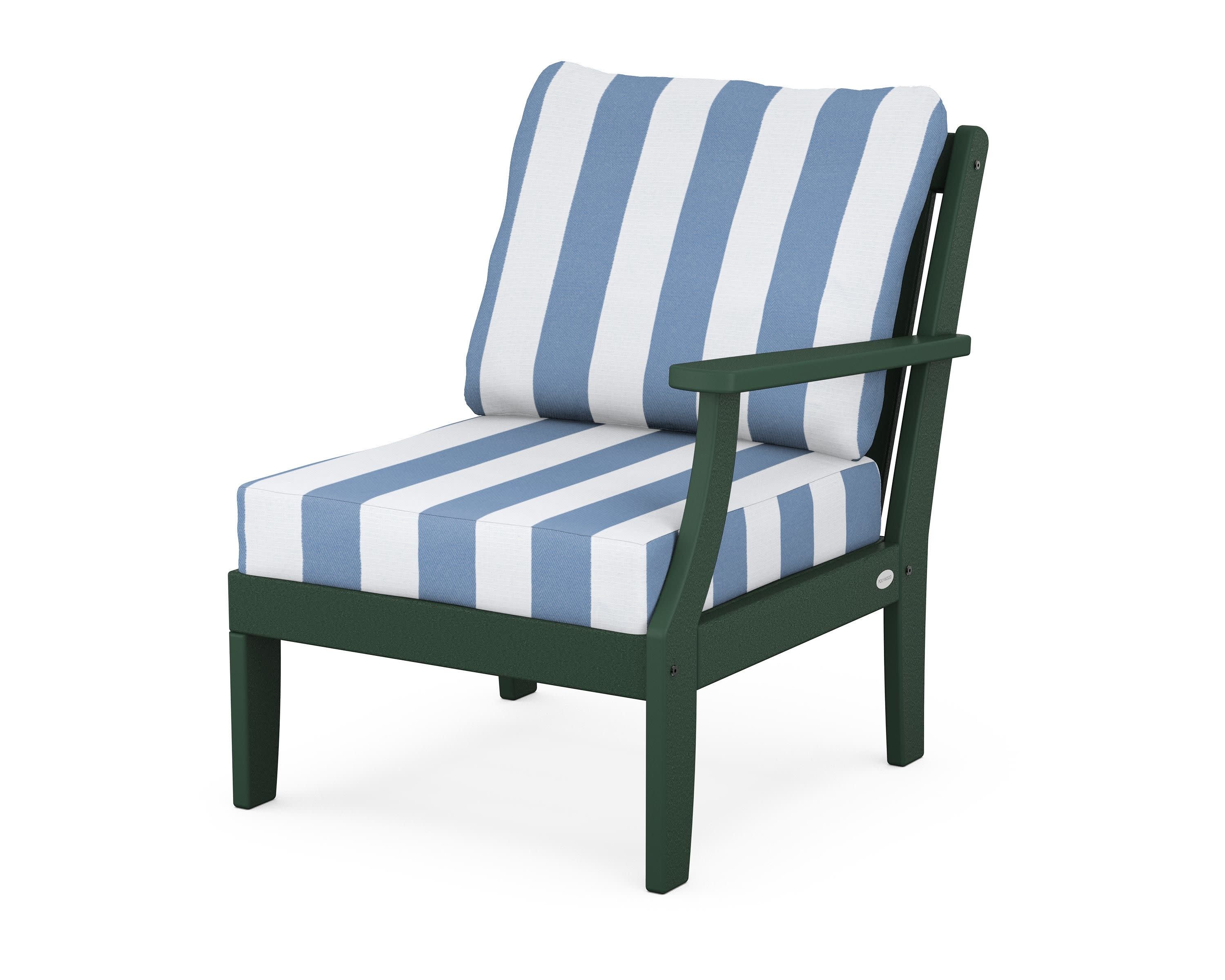 Braxton Modular Right Arm Chair in Green / Cabana Stripe Sky Blue