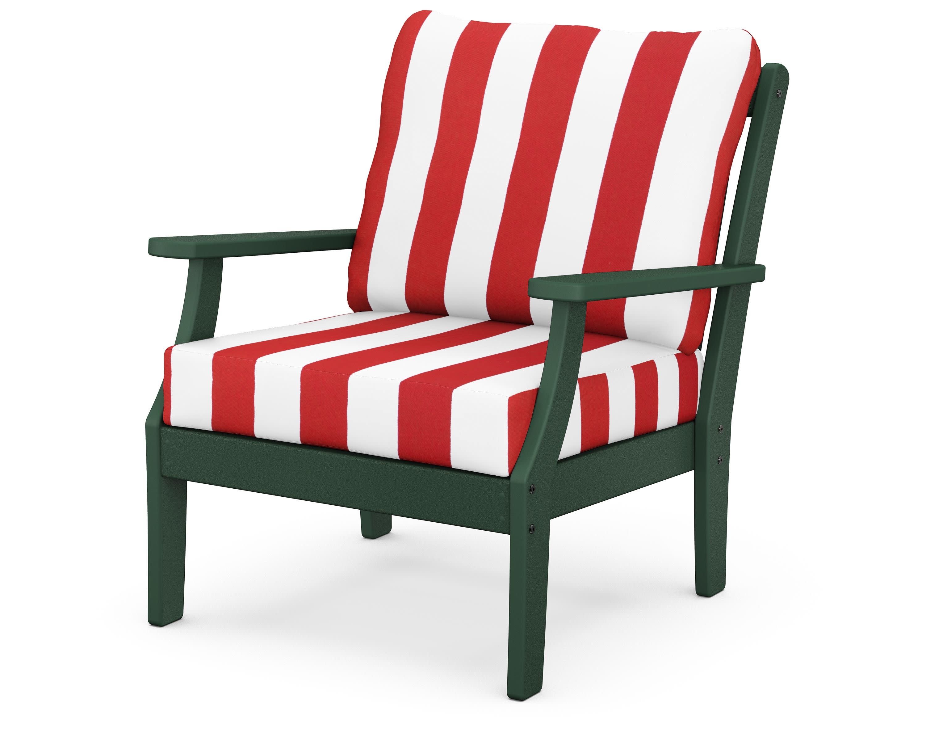 Braxton Deep Seating Chair in Green / Cabana Stripe Crimson