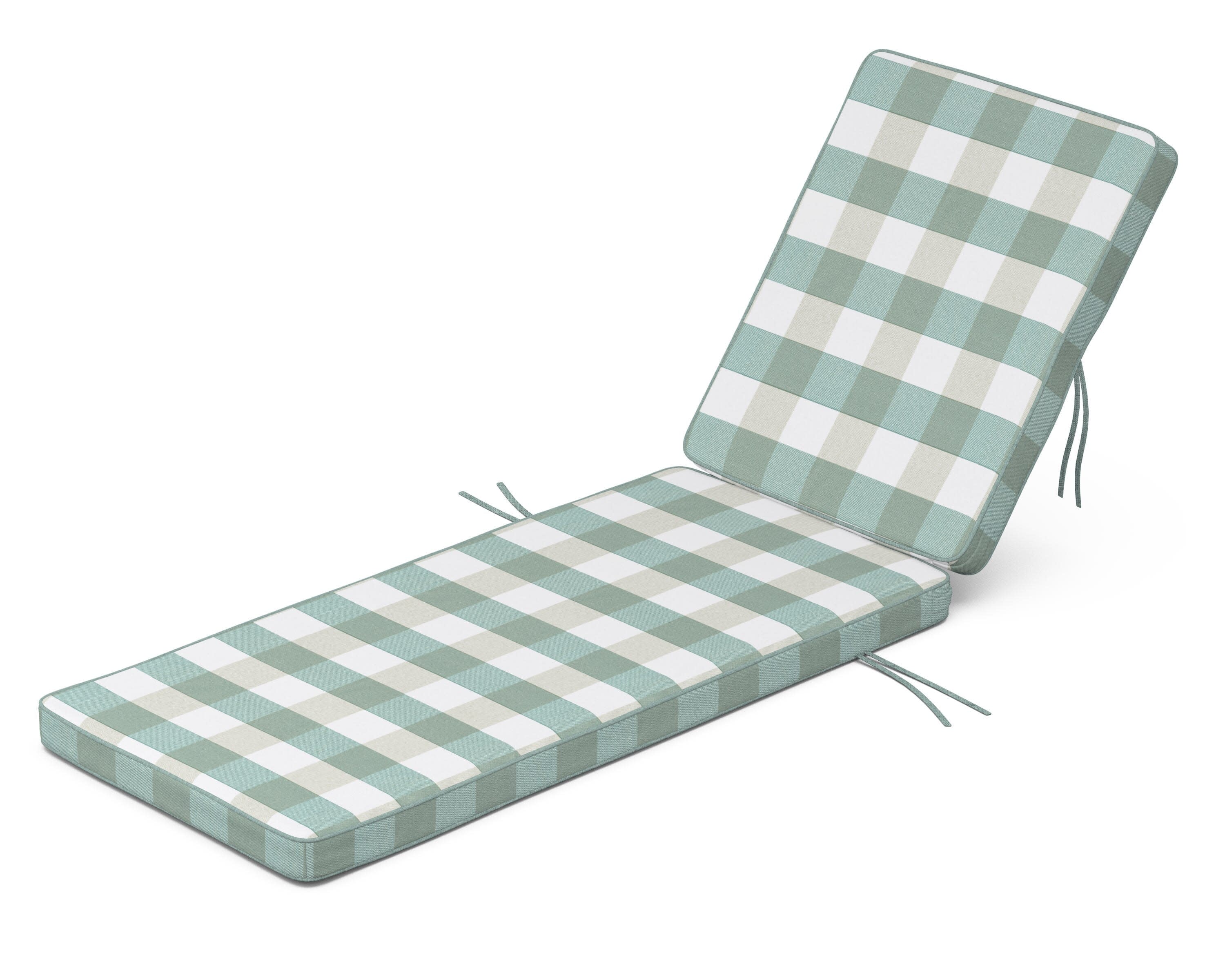 Acadia Chaise Cushion in Buffalo Plaid Glacier Spa