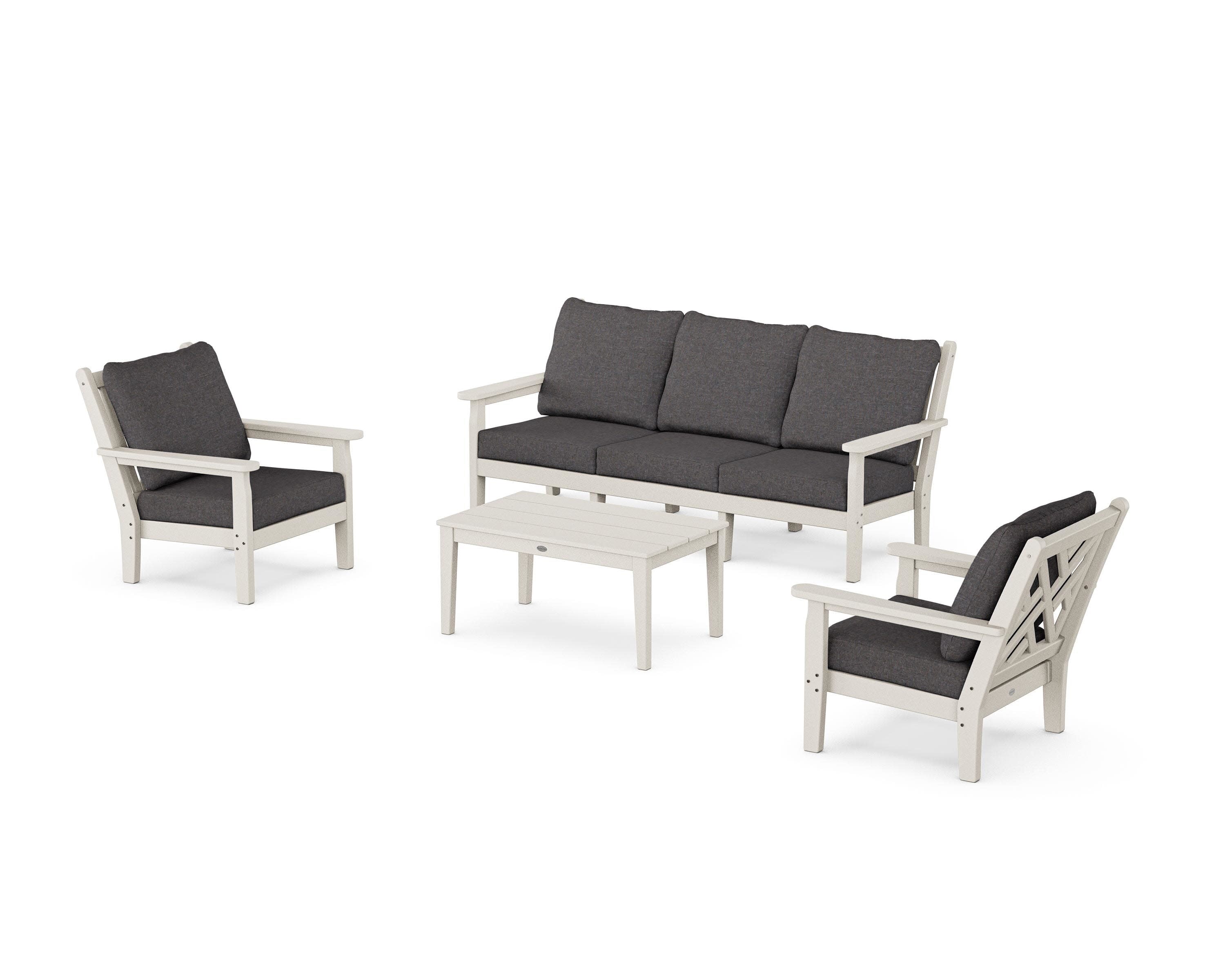 Chippendale 4-Piece Deep Seating Set with Sofa in Sand / Ash Charcoal