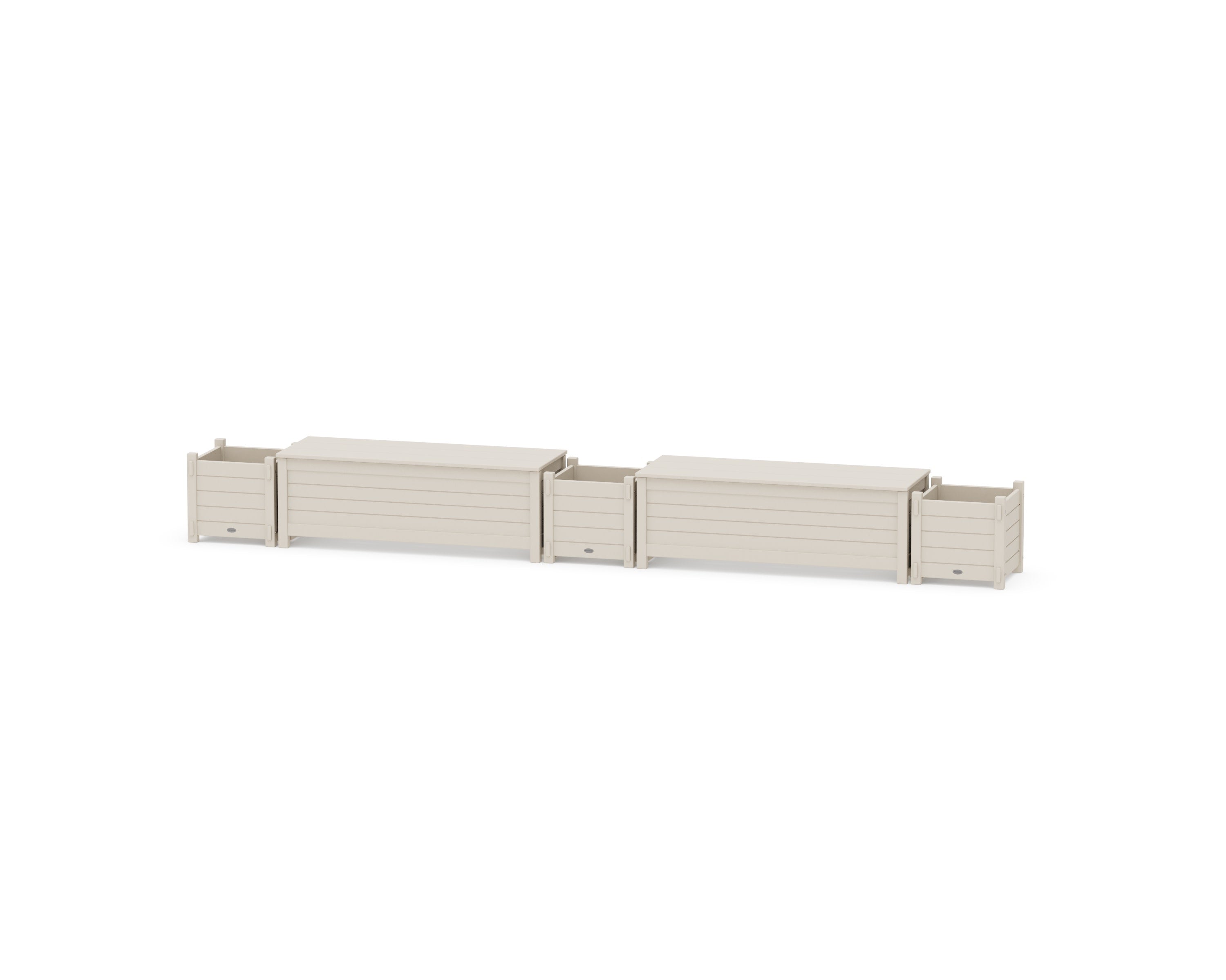 48" Nautical Straight Double Planter Storage Bench Set in Sand