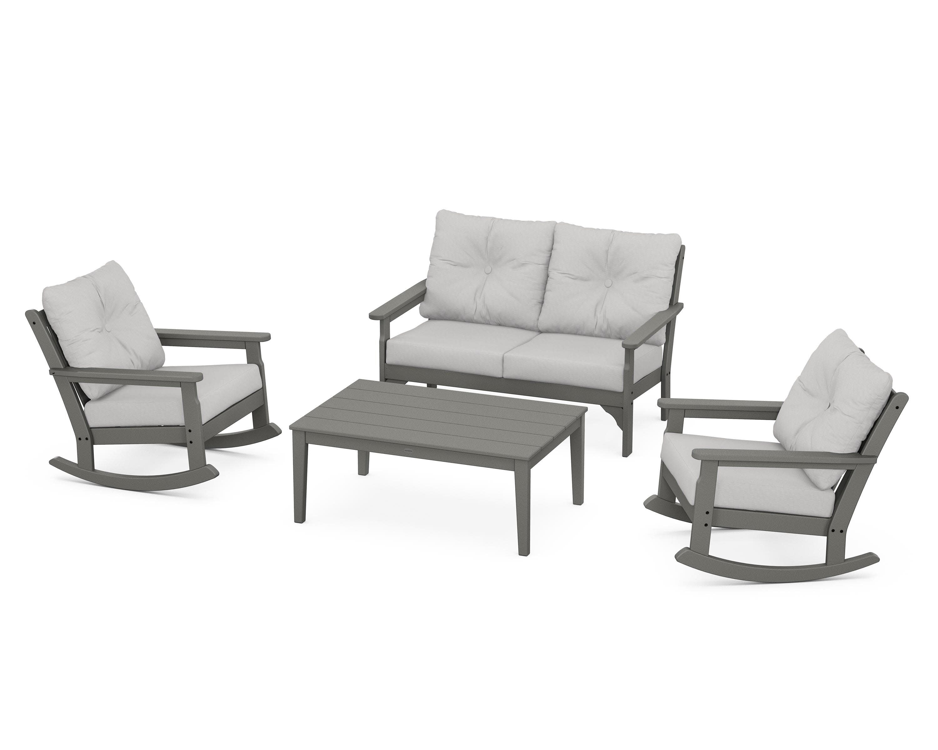 Vineyard 4-Piece Deep Seating Rocking Chair Set in Slate Grey / Diamond in the Rough