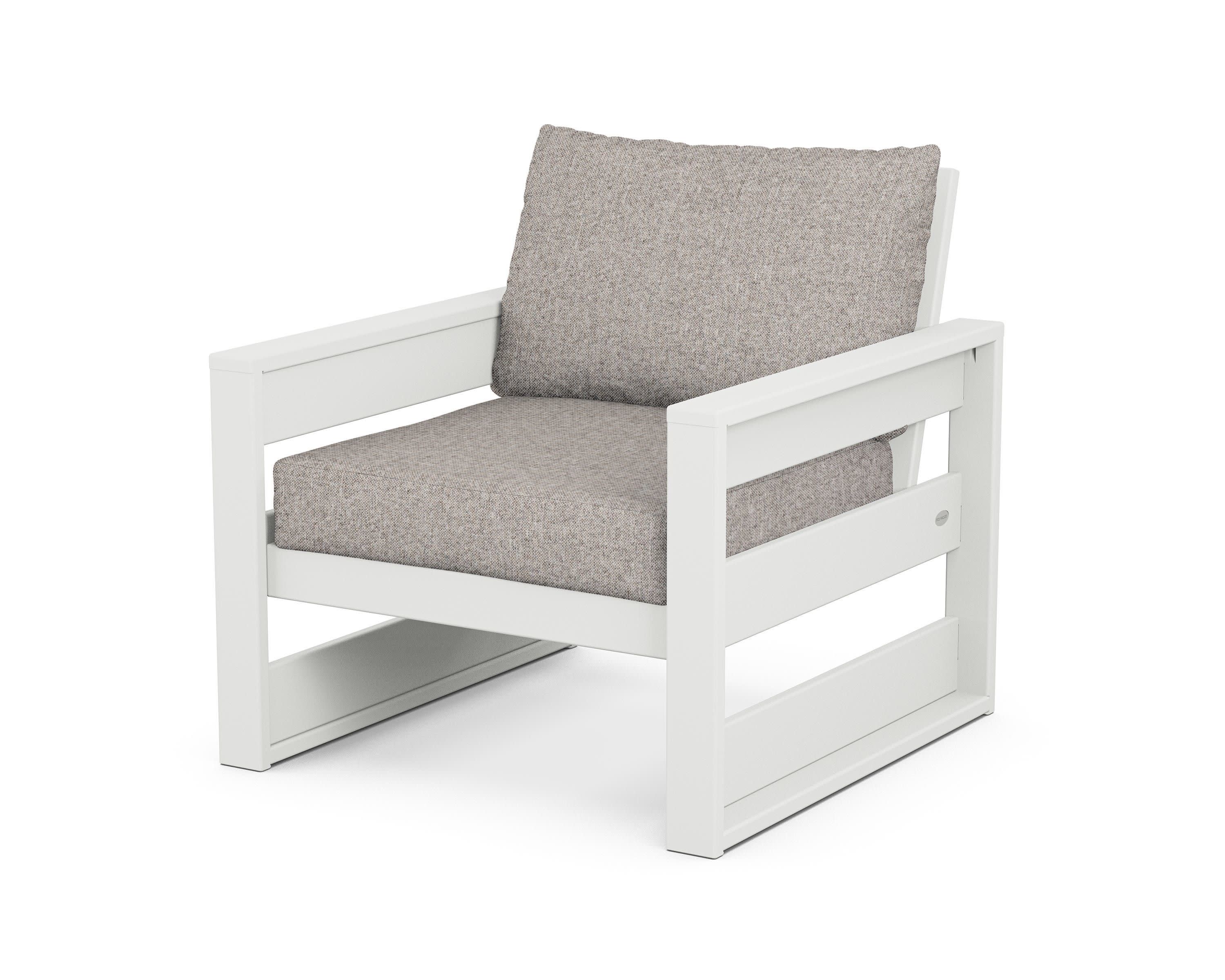 Westport Club Chair in White / Weathered Tweed