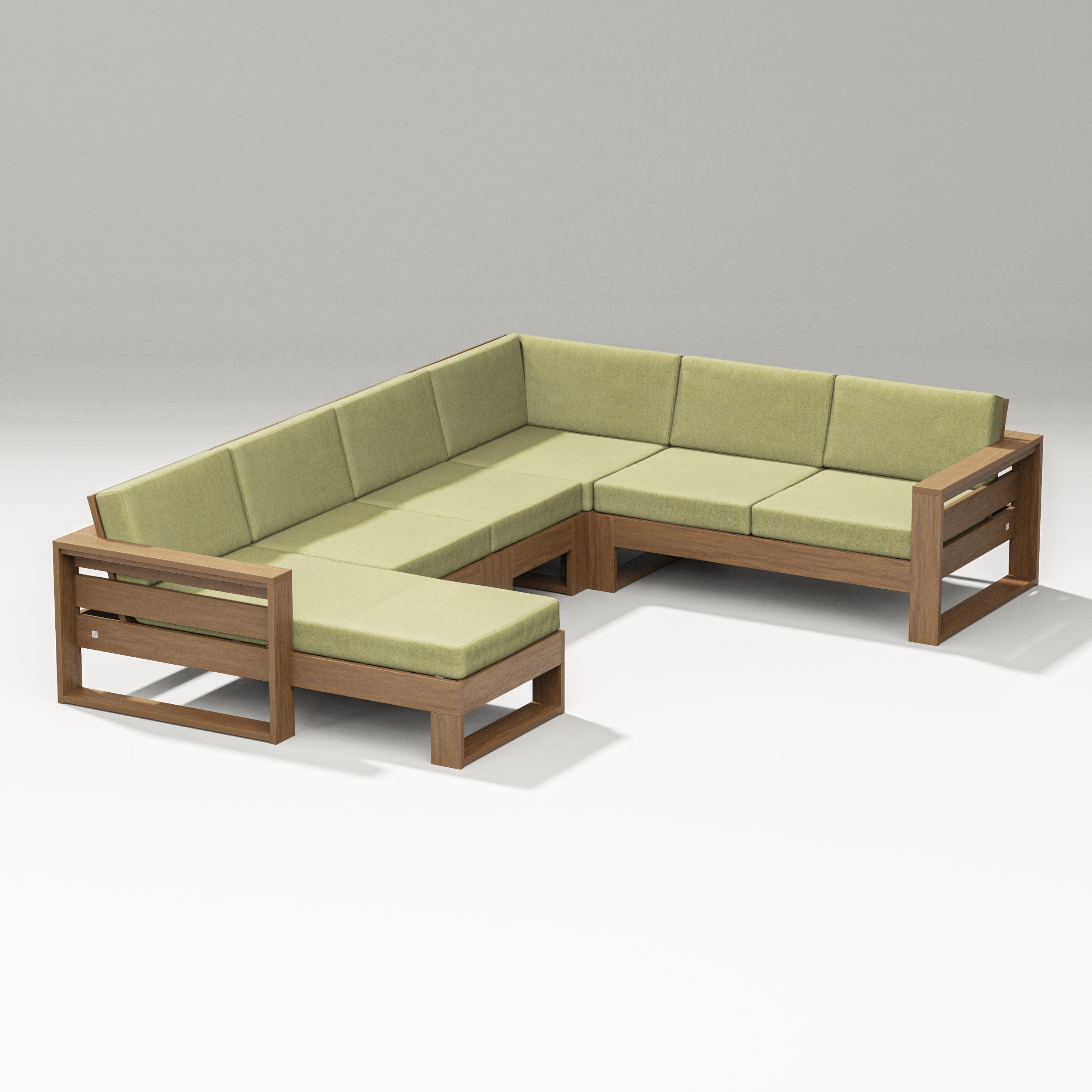 Latitude Corner Sectional with Left Chaise in Natural / Chartreuse Boucle