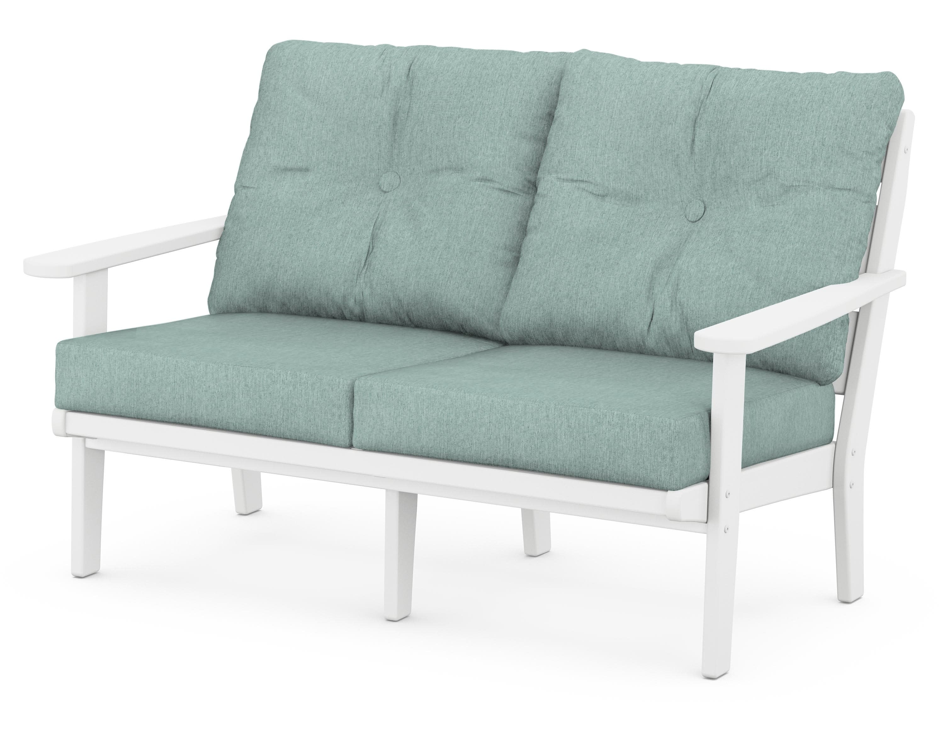 Lakeside Deep Seating Loveseat in White / Glacier Spa