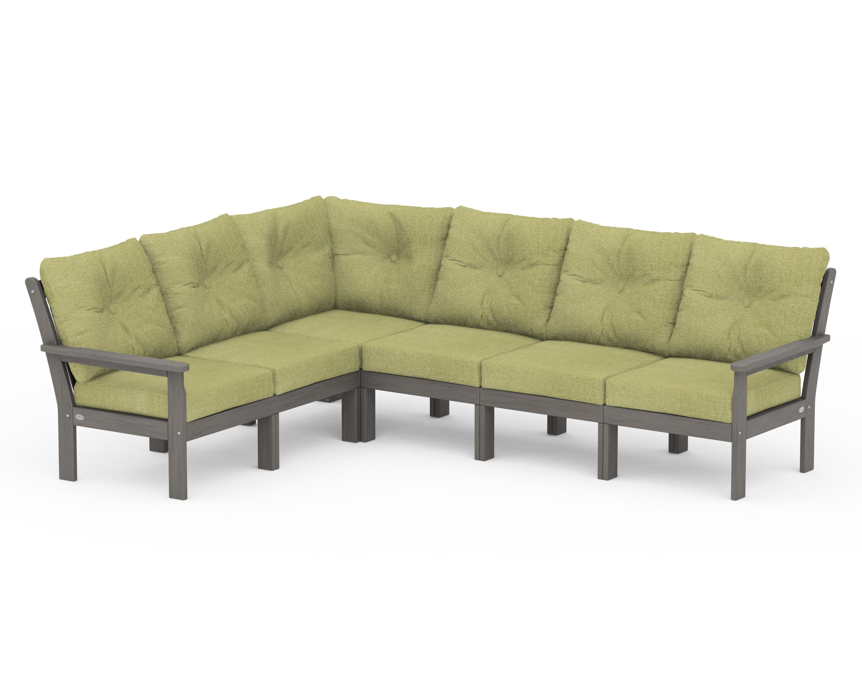 Vineyard 6-Piece Sectional in Driftwood / Chartreuse Boucle
