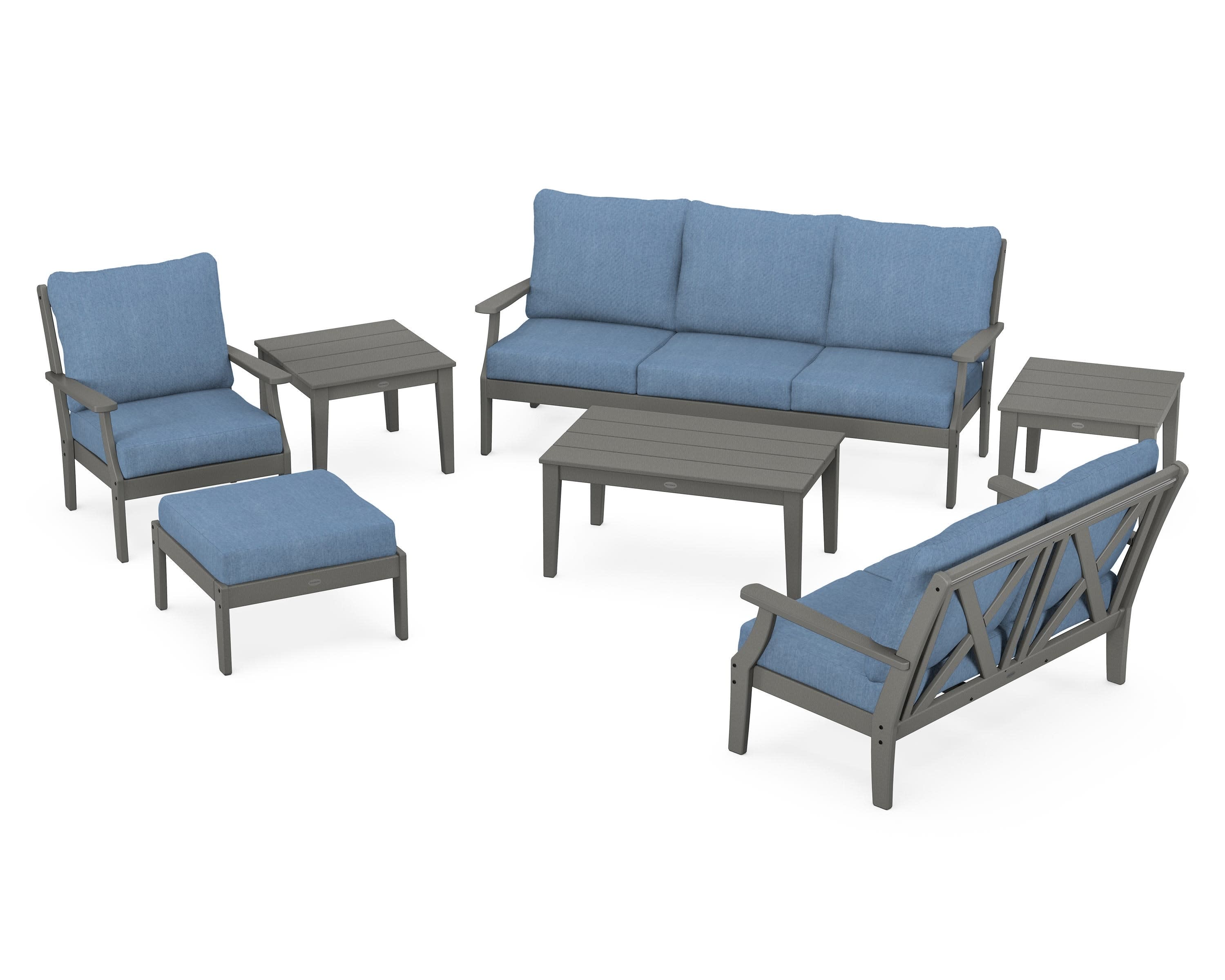 Braxton 7-Piece Deep Seating Set in Slate Grey / Sky Blue