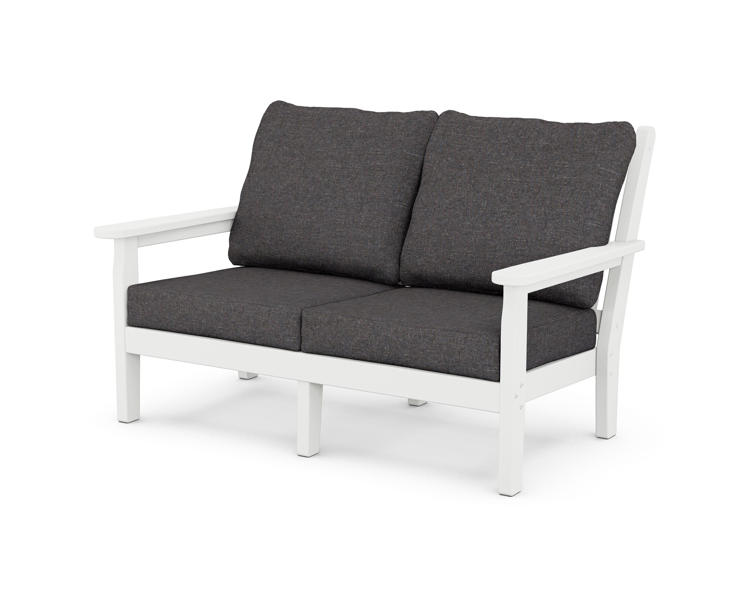 Chippendale Deep Seating Loveseat in White / Ash Charcoal
