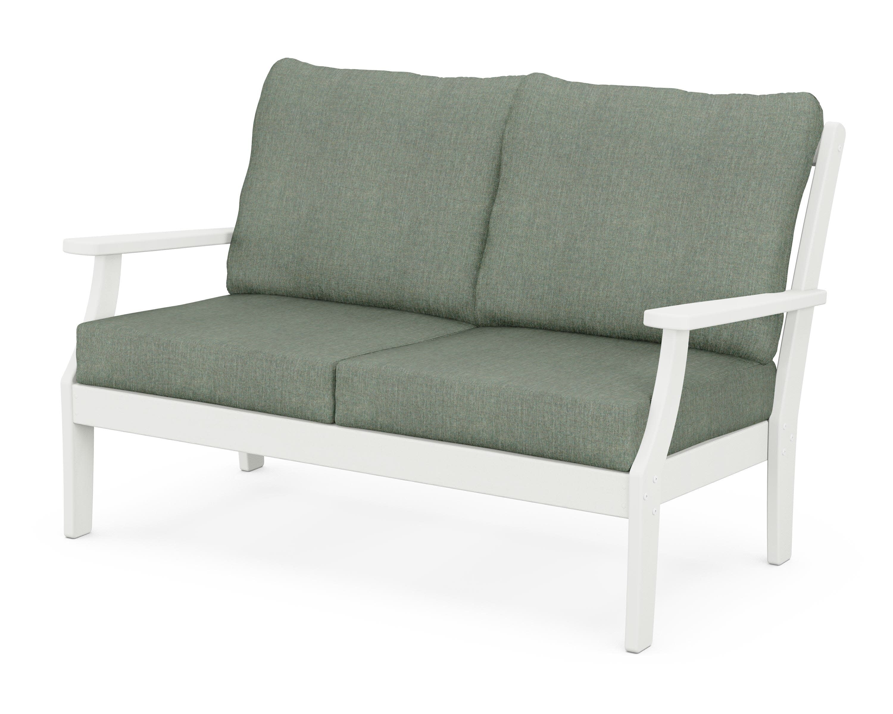 Braxton Deep Seating Loveseat in Vintage White / Cast Sage