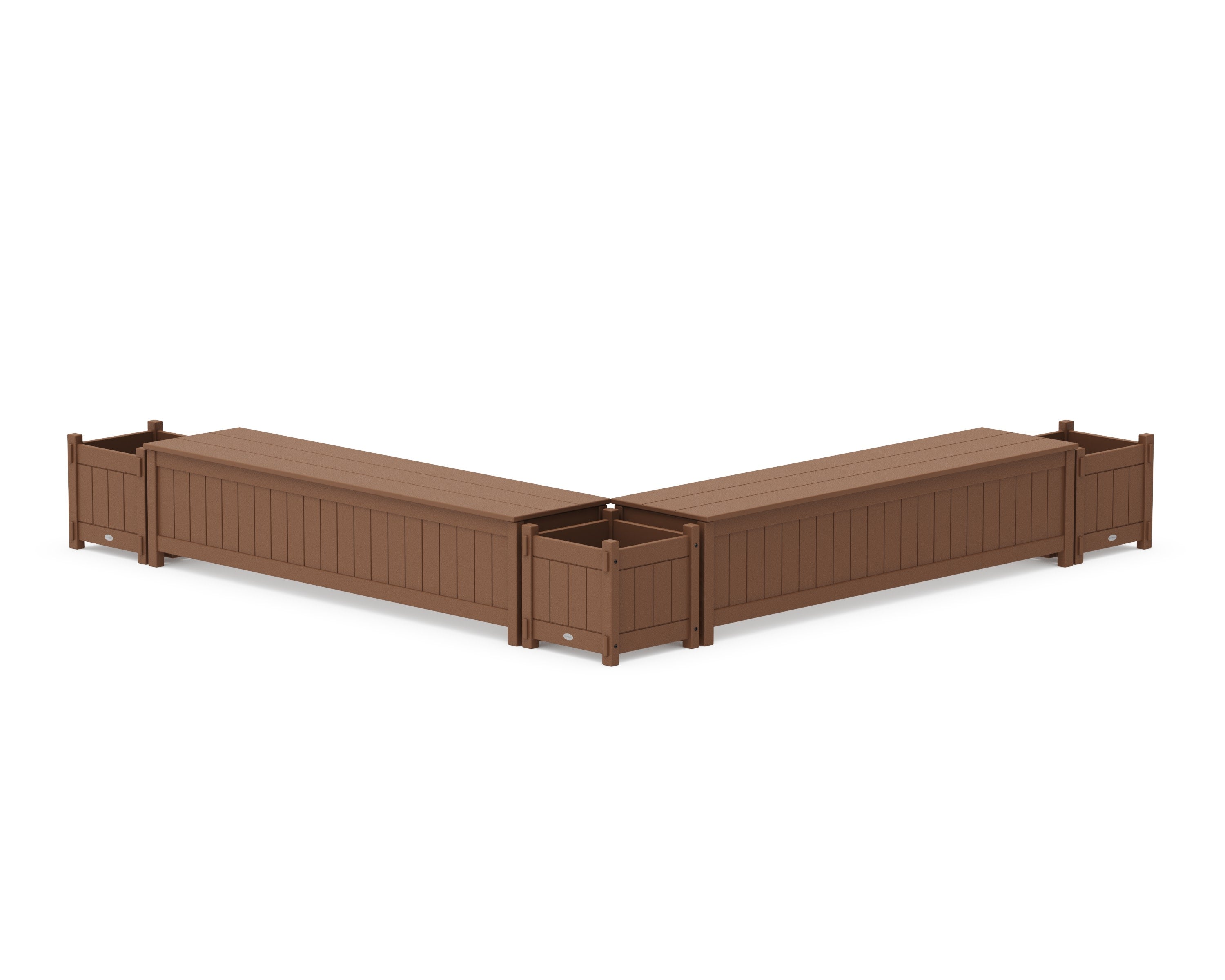 72" Vineyard L- Shaped Planter Storage Bench Corner Set in Teak