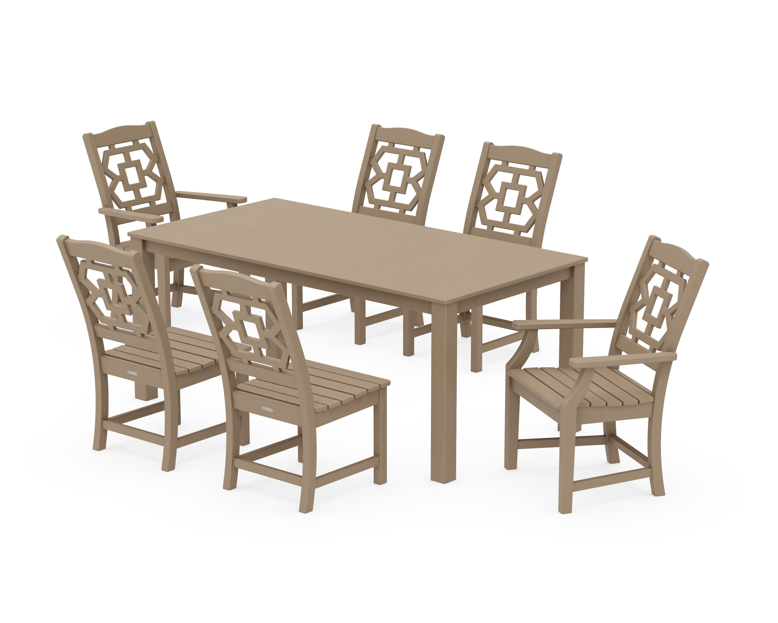 Chinoiserie 7-Piece Parsons Dining Set in Vintage Sahara