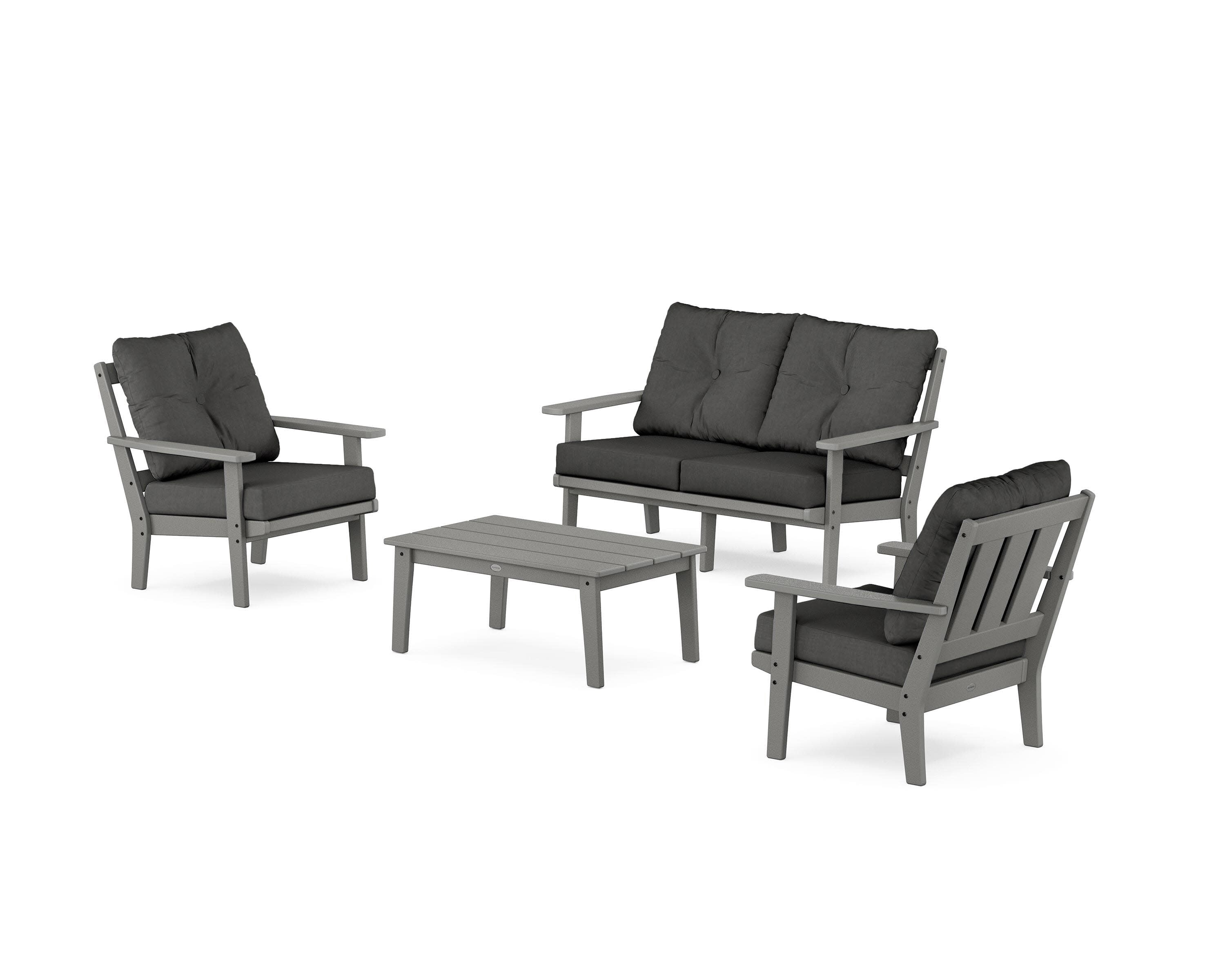 Oxford 4-Piece Deep Seating Set with Loveseat in Slate Grey / Spectrum Carbon