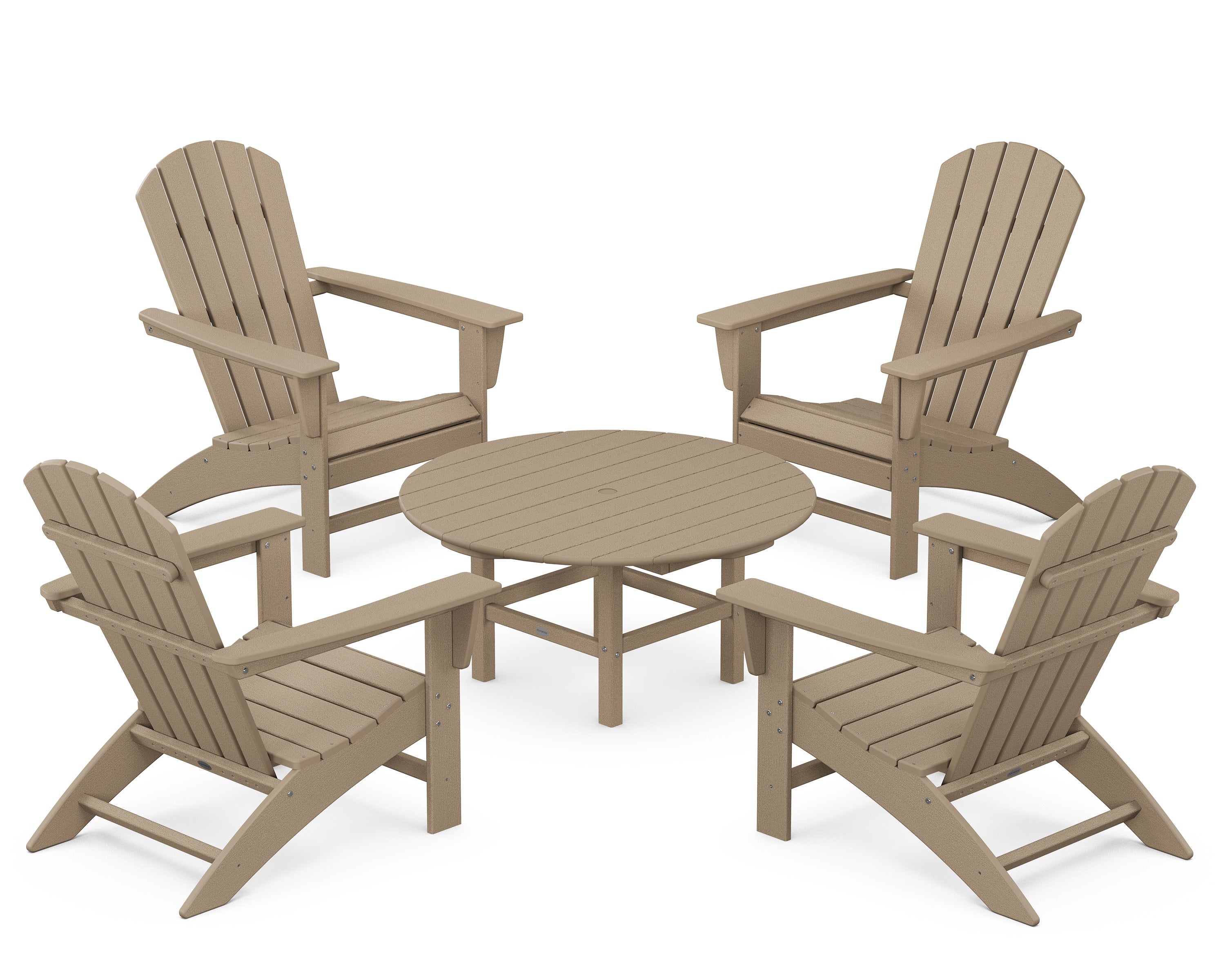 Nautical 5-Piece Adirondack Chair Conversation Set in Vintage Sahara