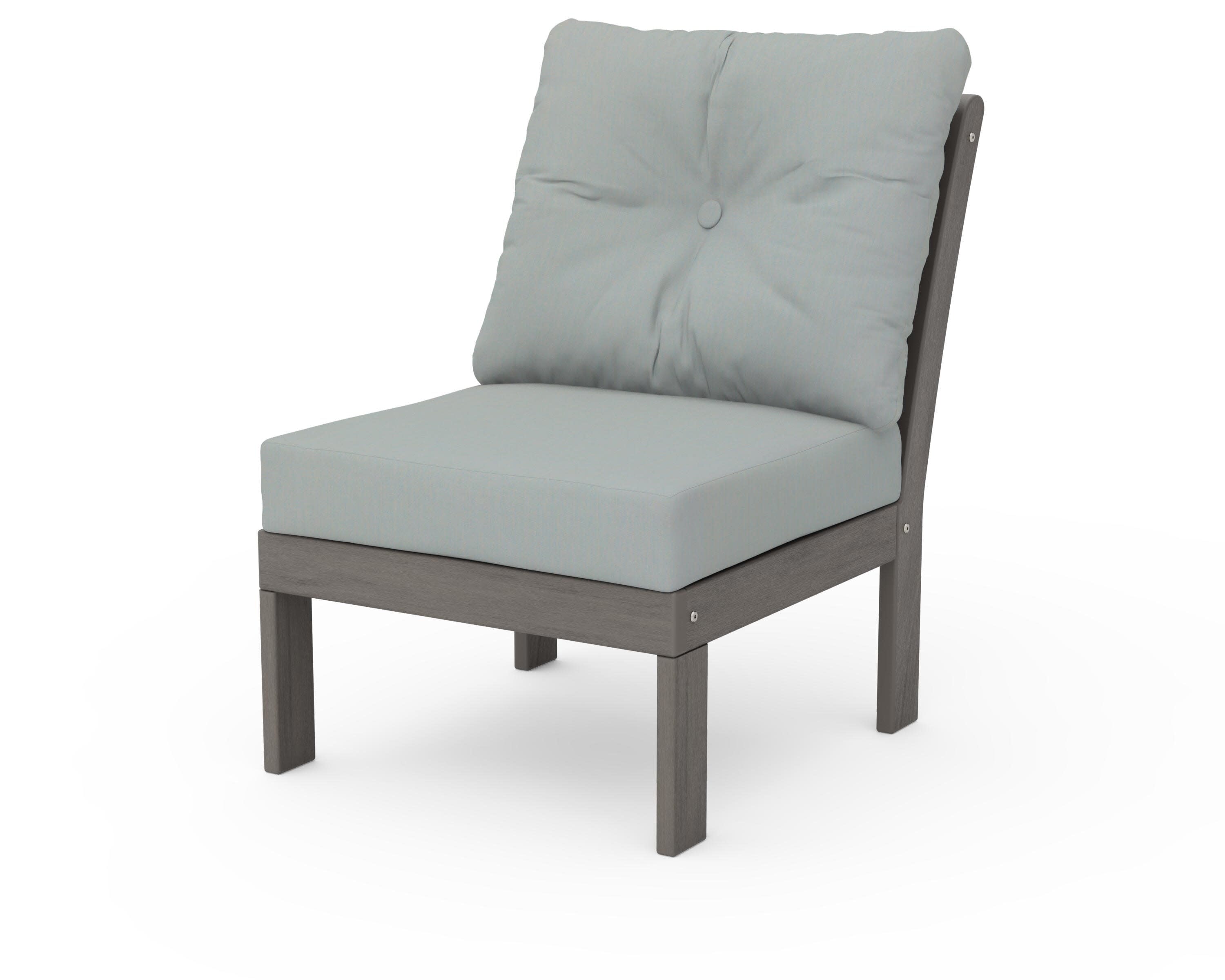 Vineyard Modular Armless Chair in Driftwood / Spa