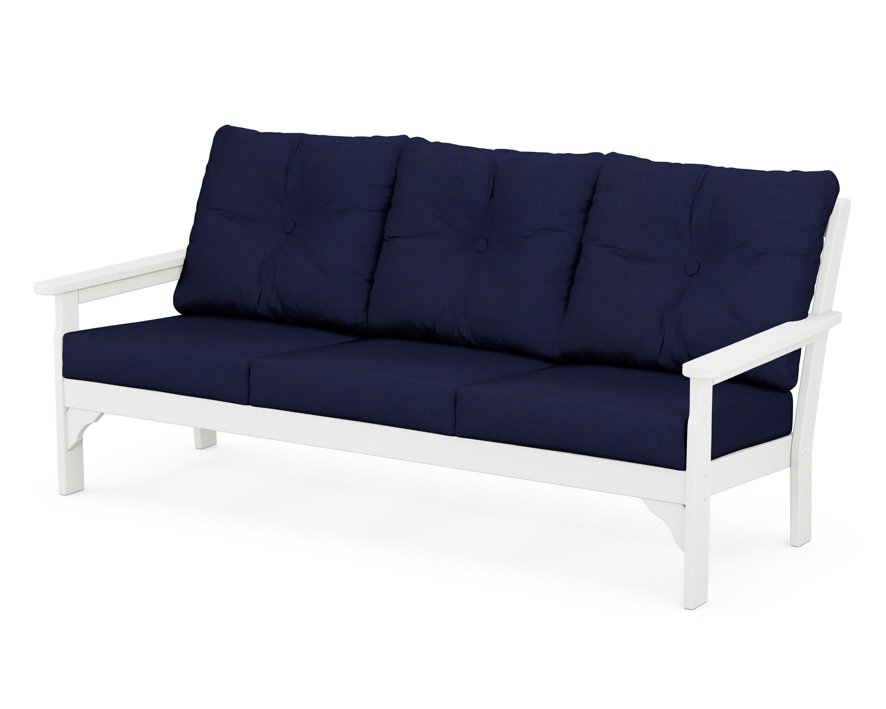 Vineyard Deep Seating Sofa in Vintage White / Navy