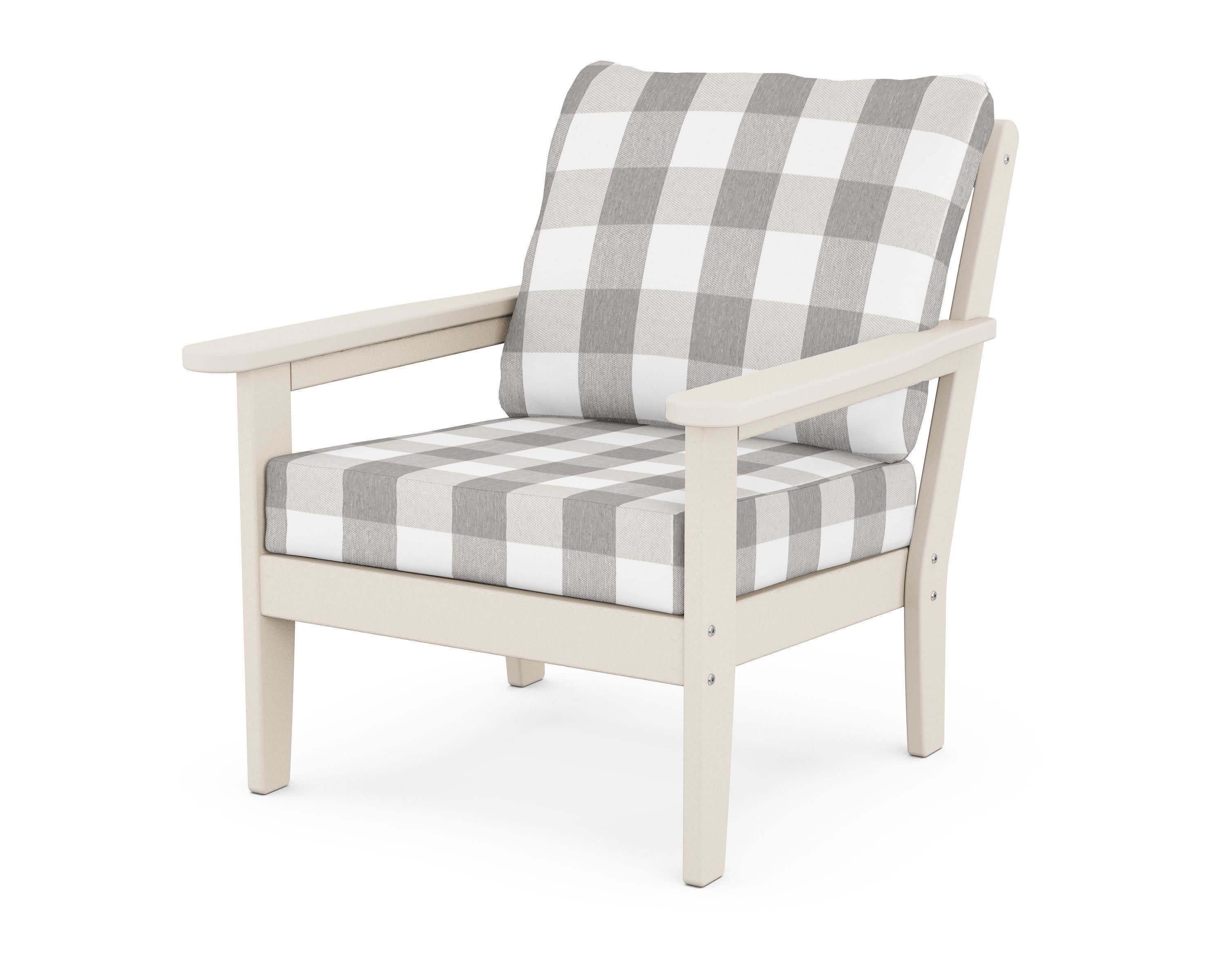Cottage Deep Seating Chair in Sand / Buffalo Plaid Grey Mist