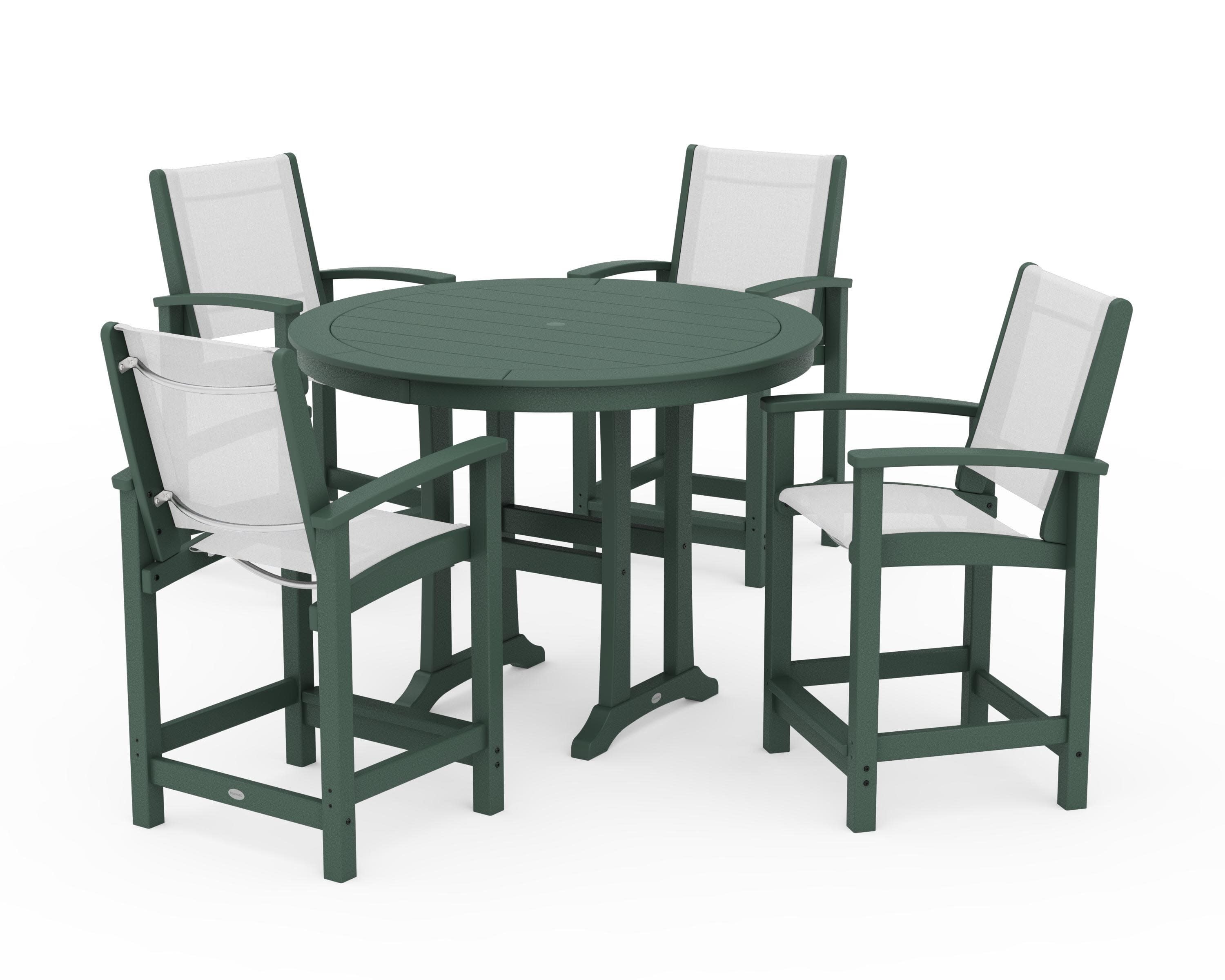 Coastal 5-Piece Counter Set in Green / White Sling