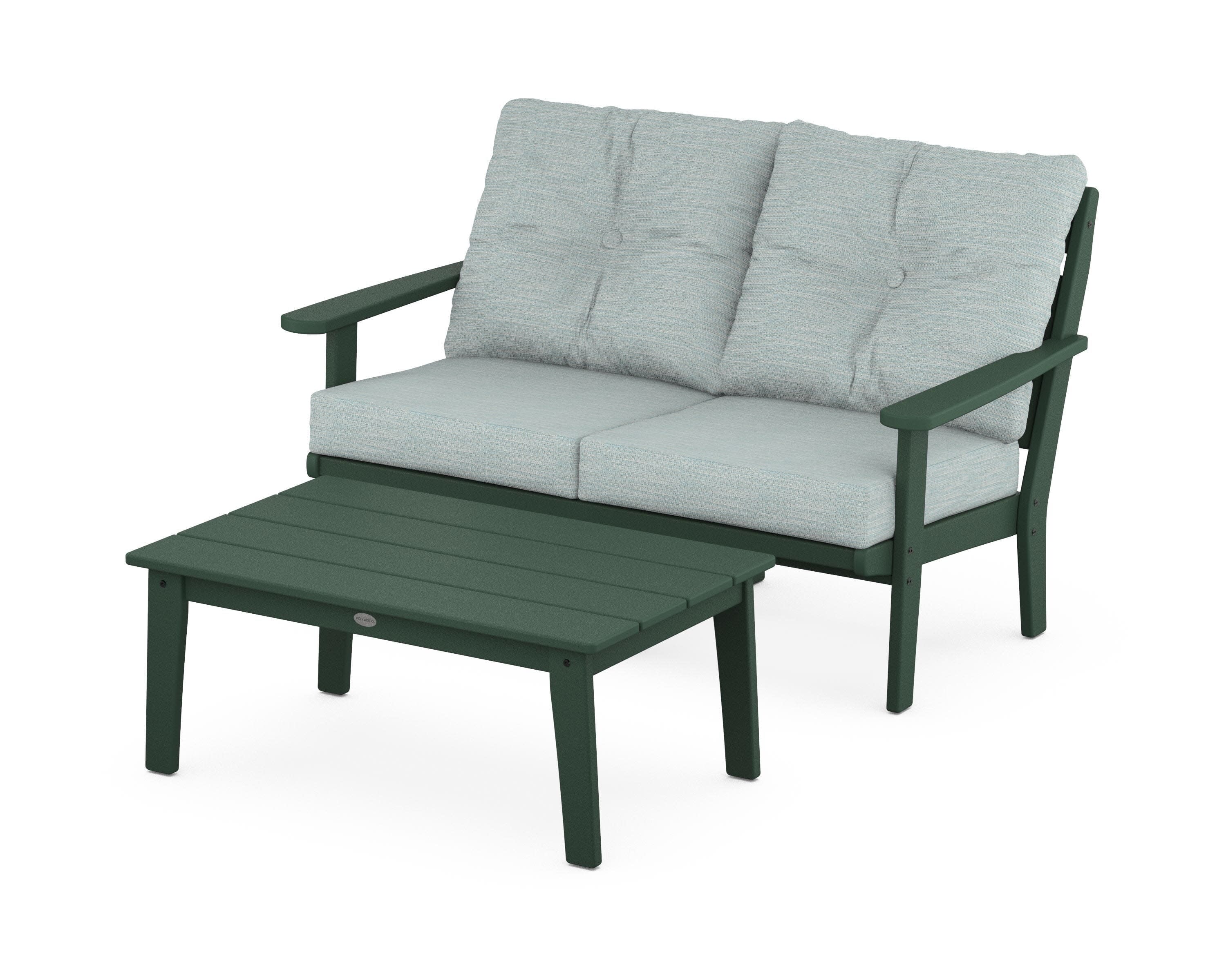 Lakeside 2-Piece Lounge Loveseat Set in Green / Soothe Mist