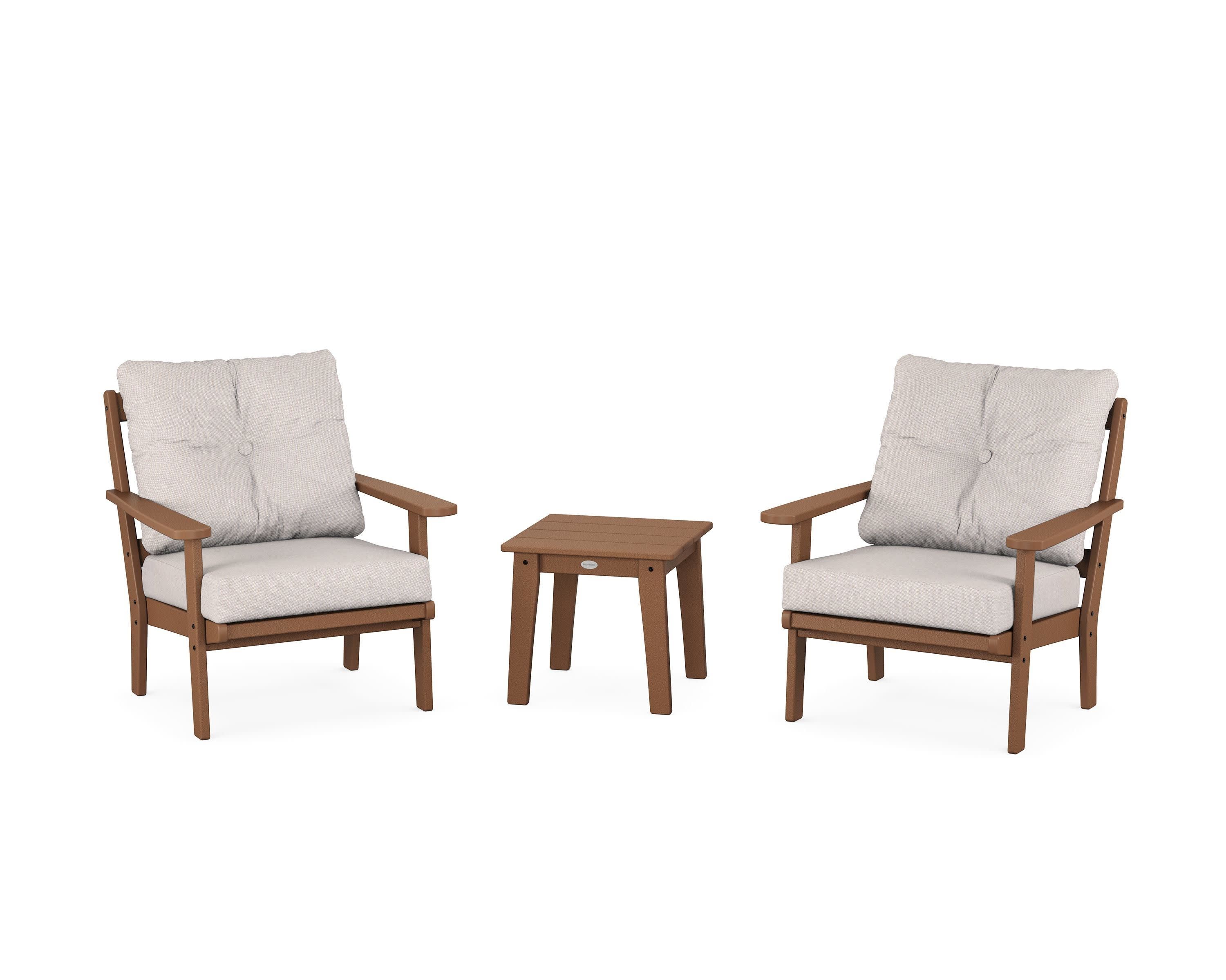 Mission 3-Piece Deep Seating Set in Teak / Dune Burlap