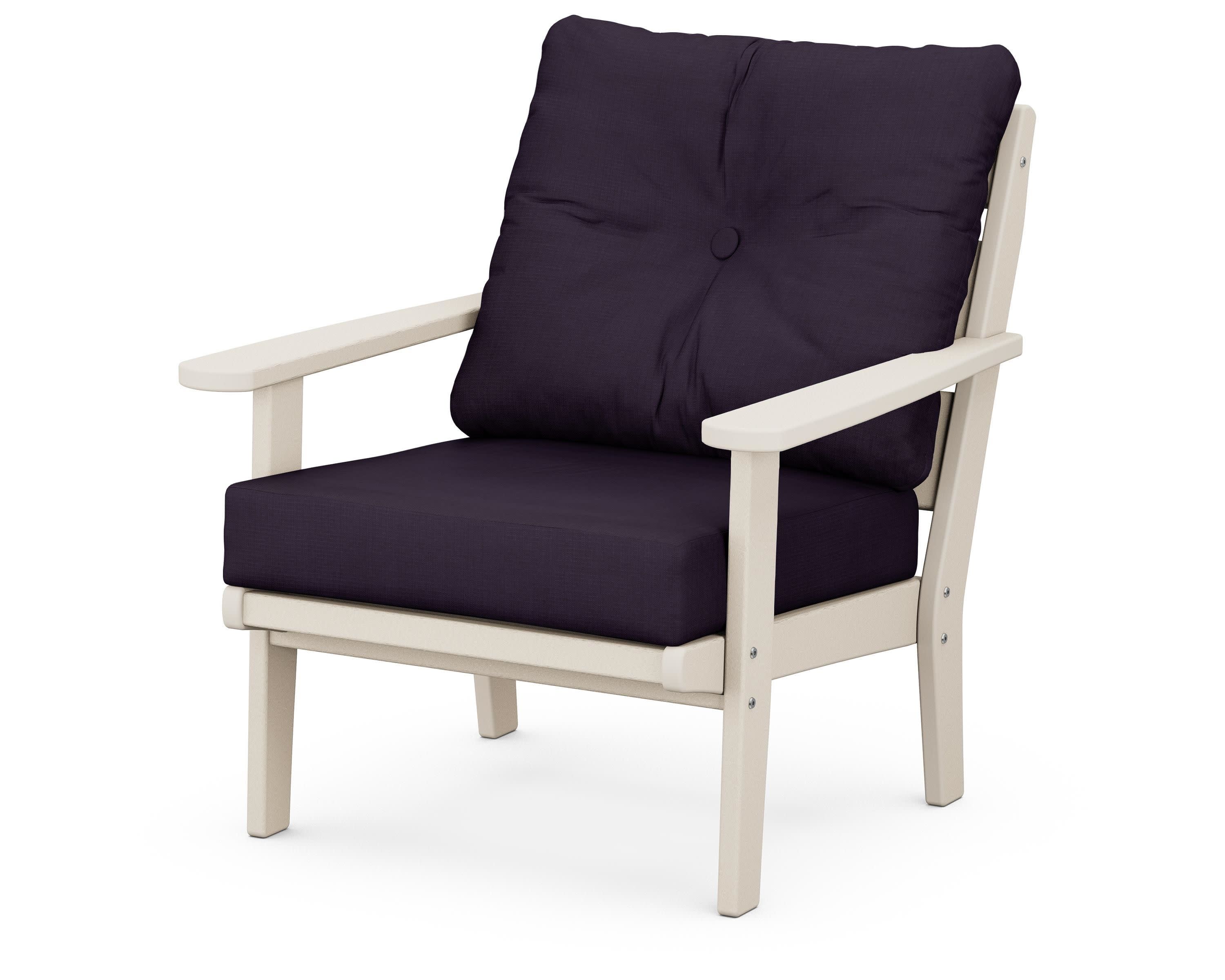 Lakeside Deep Seating Chair in Sand / Navy Linen