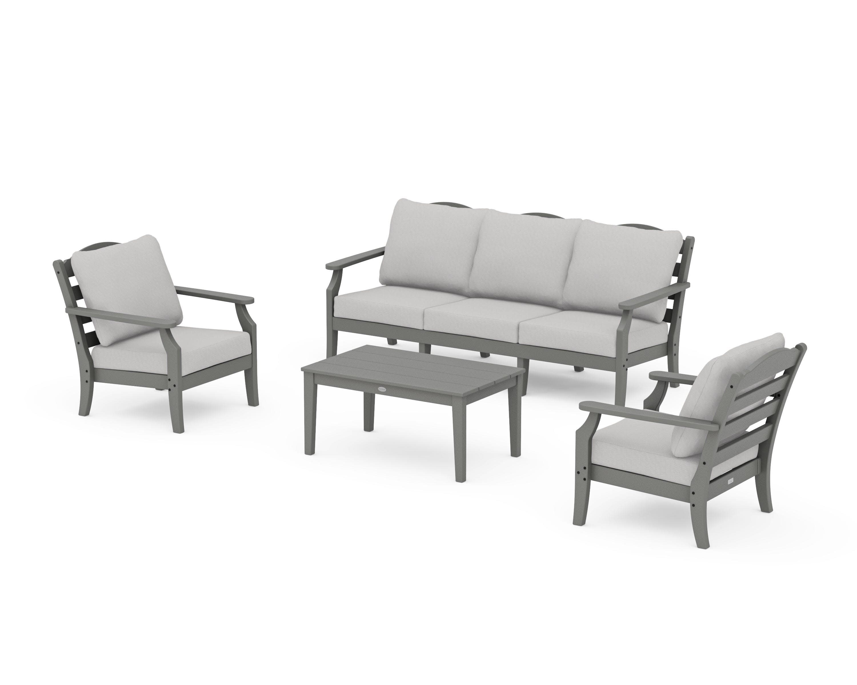 Savannah 4-Piece Deep Seating Set with Sofa in Slate Grey / Diamond in the Rough