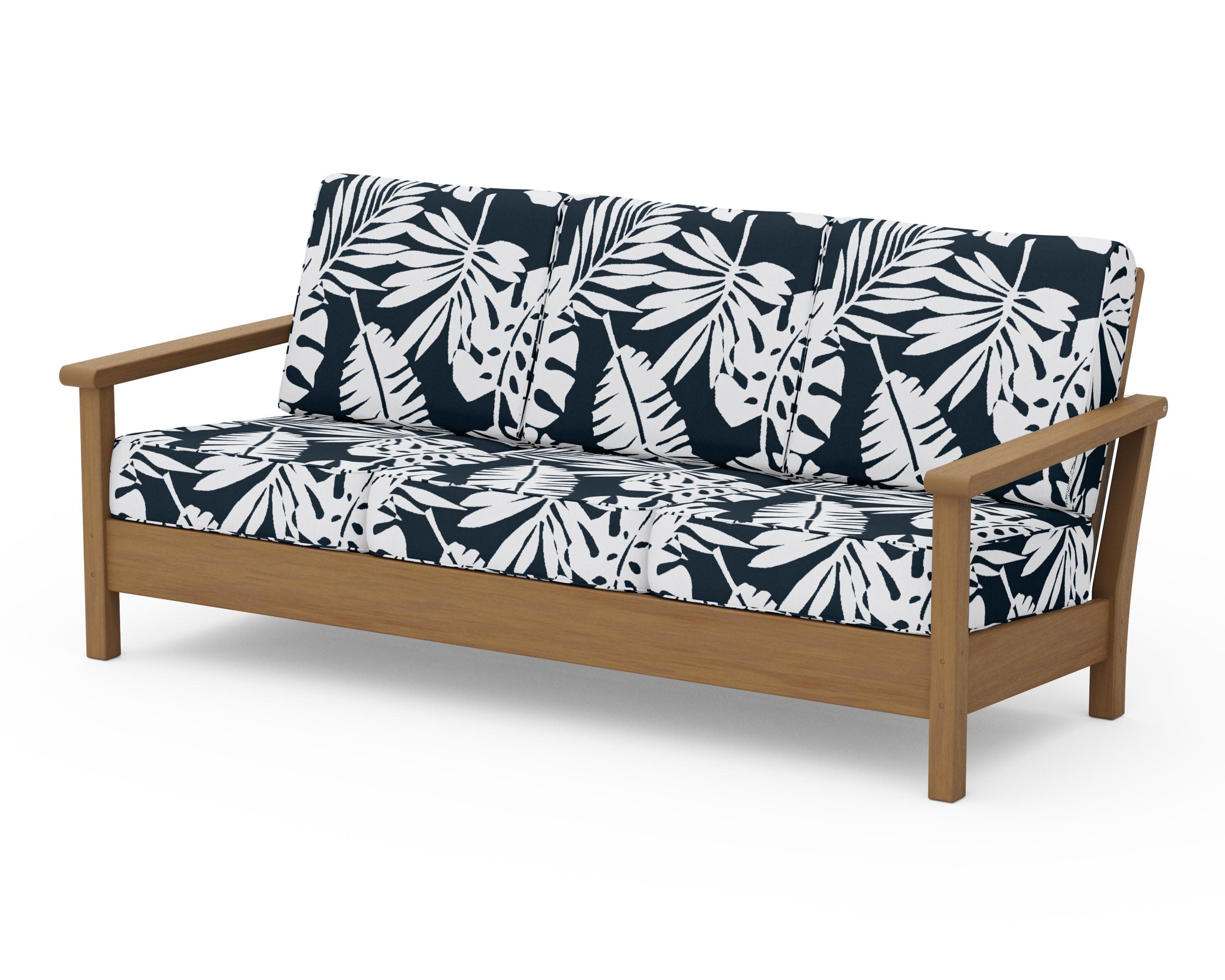 Harbour Deep Seating Sofa in Natural / Leaf Marine Indigo