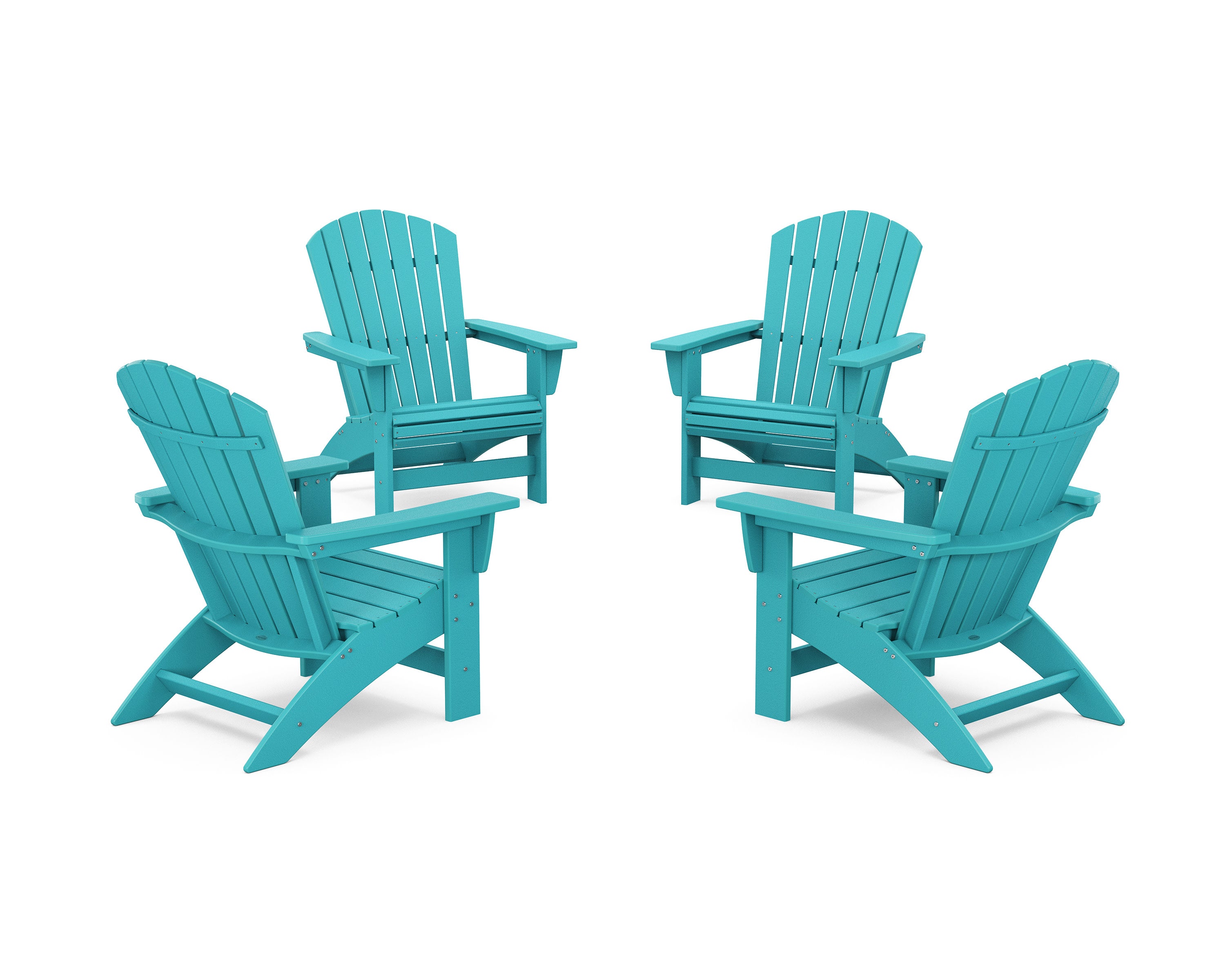 4-Piece Nautical Grand Adirondack Chair Conversation Set in Aruba