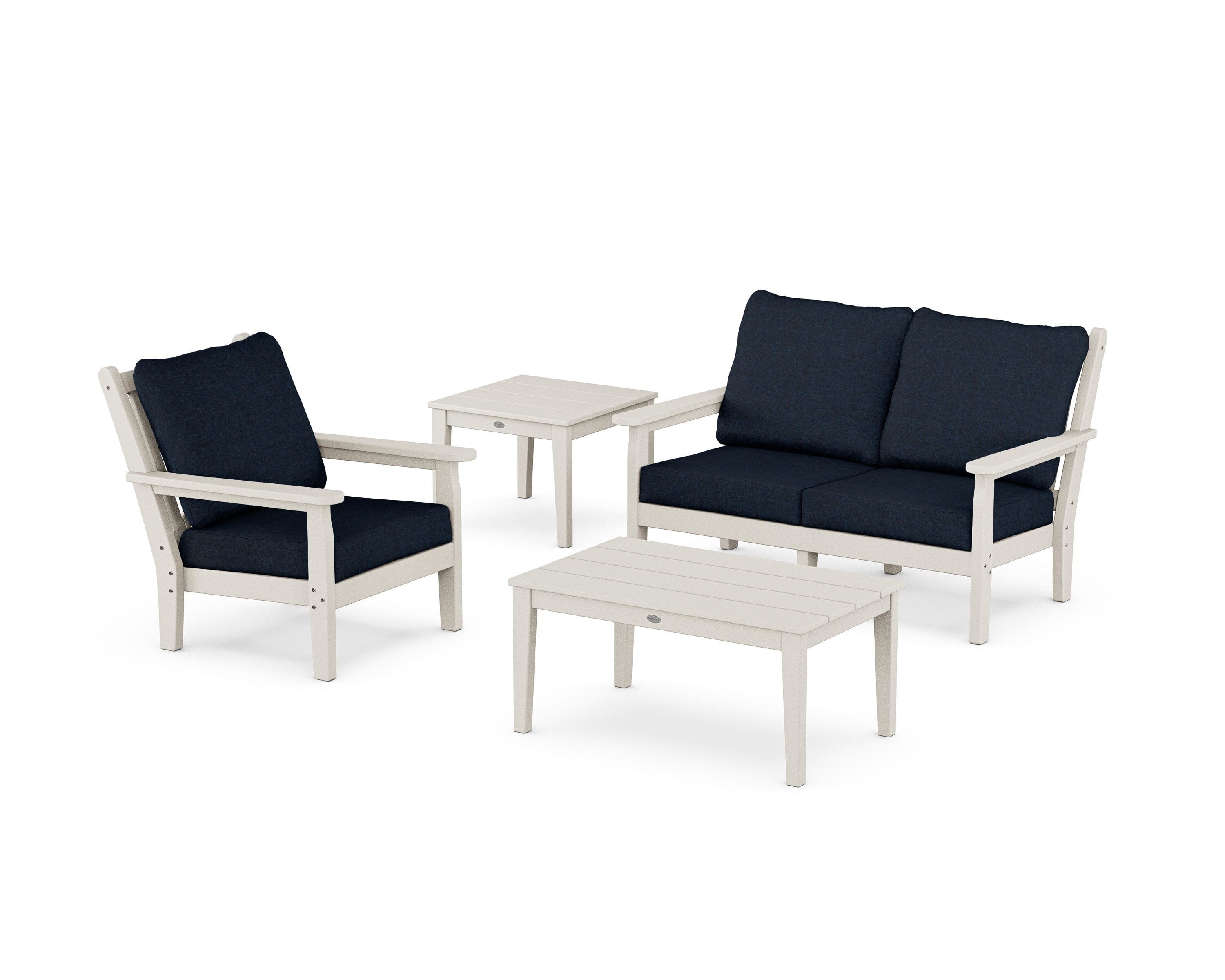 Chippendale 4-Piece Deep Seating Set in Sand / Marine Indigo