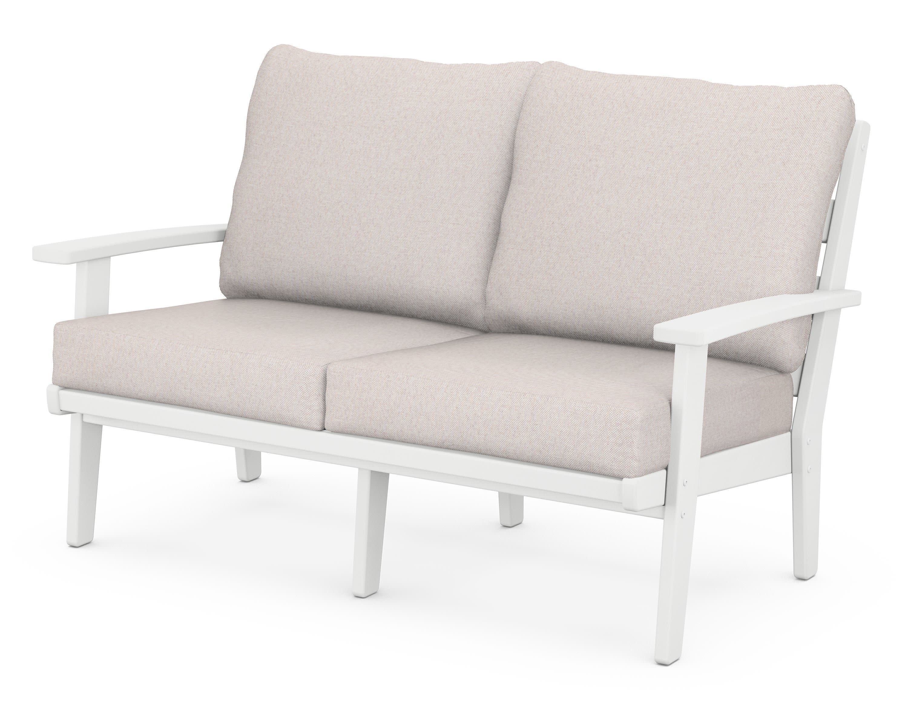 Grant Park Deep Seating Loveseat in White / Dune Burlap