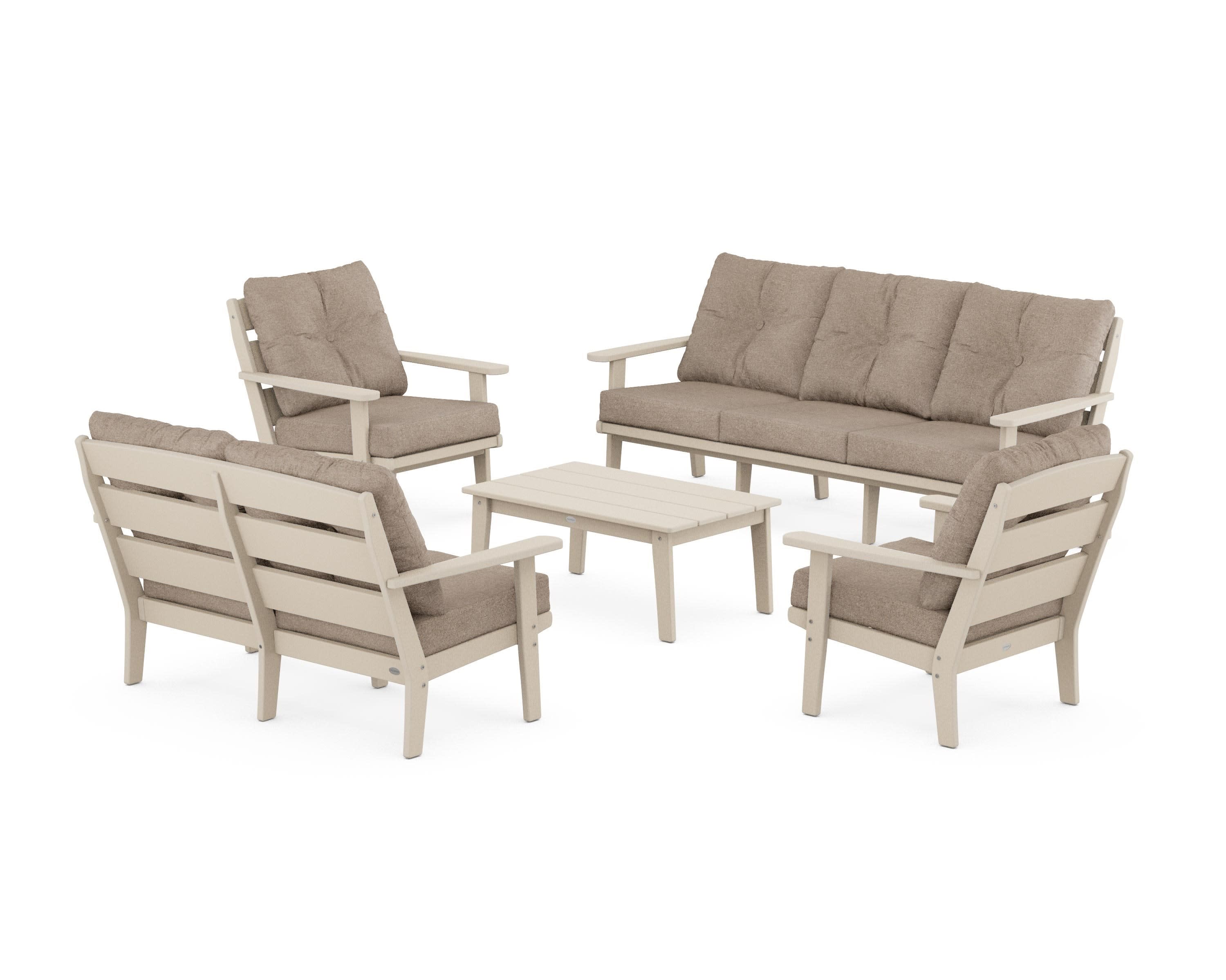 Lakeside 5-Piece Lounge Sofa Set in Sand / Spiced Burlap
