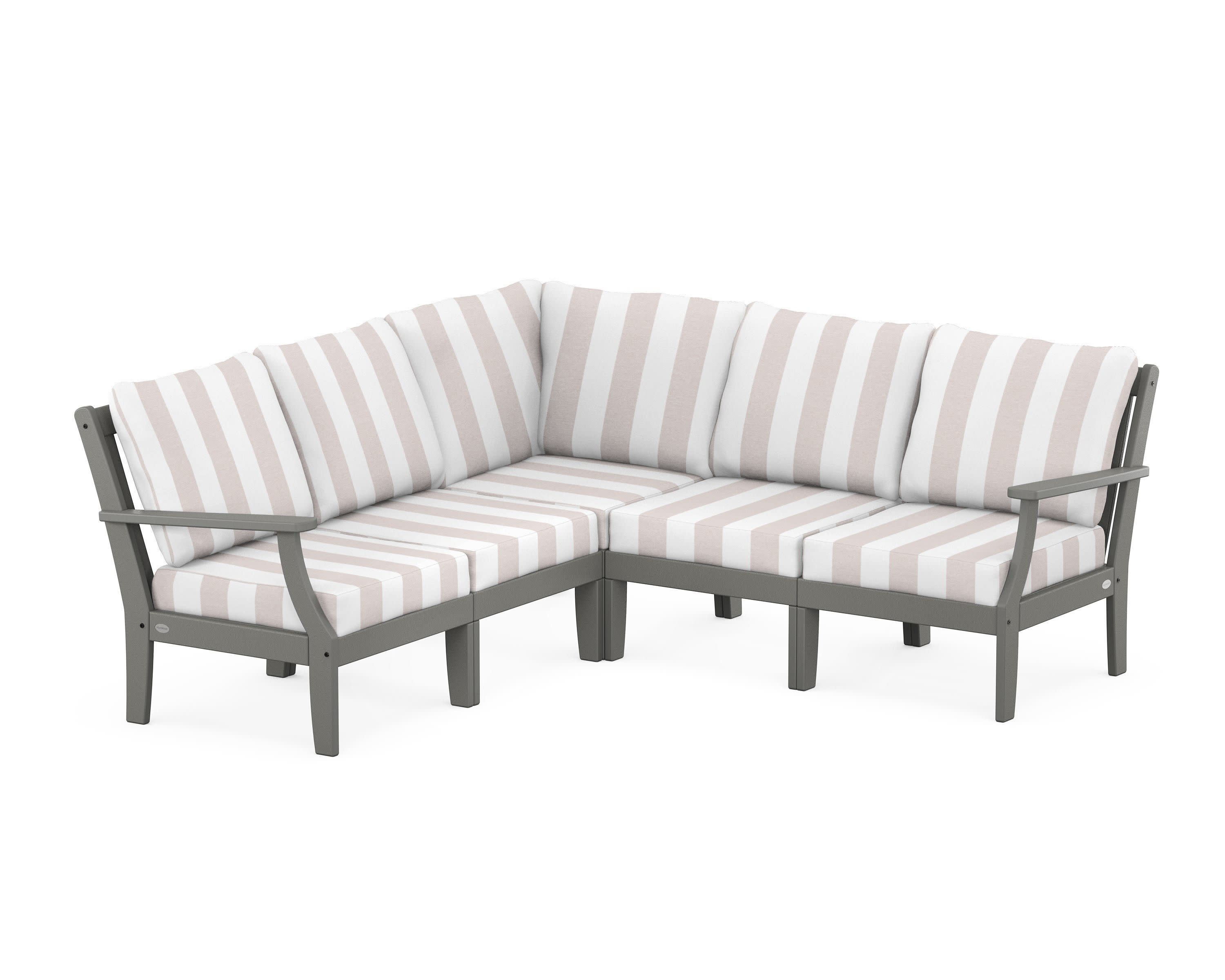 Braxton Modular 5-Piece Deep Seating Set in Slate Grey / Cabana Stripe Dune Burlap