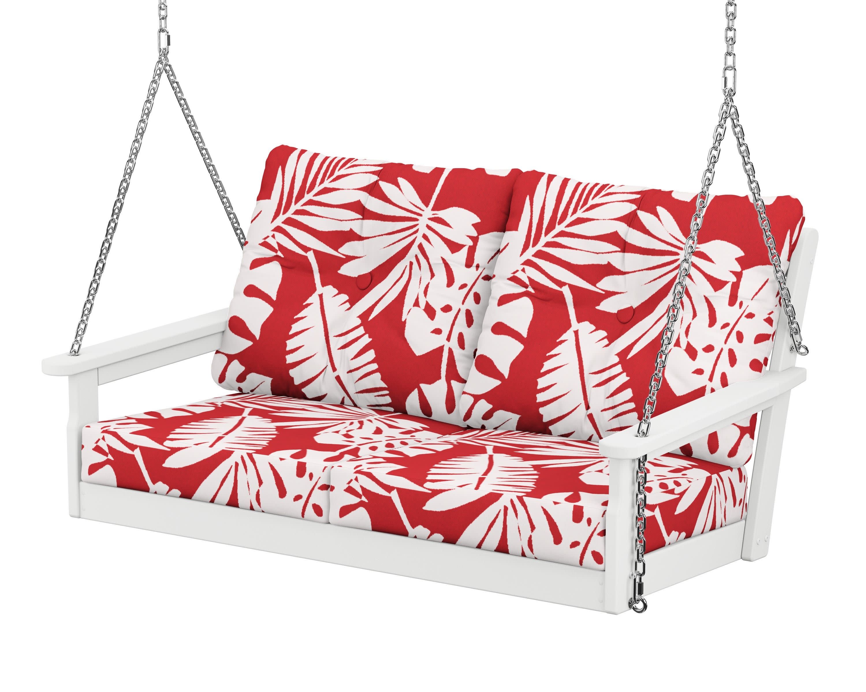 Vineyard Deep Seating Swing in White / Leaf Crimson