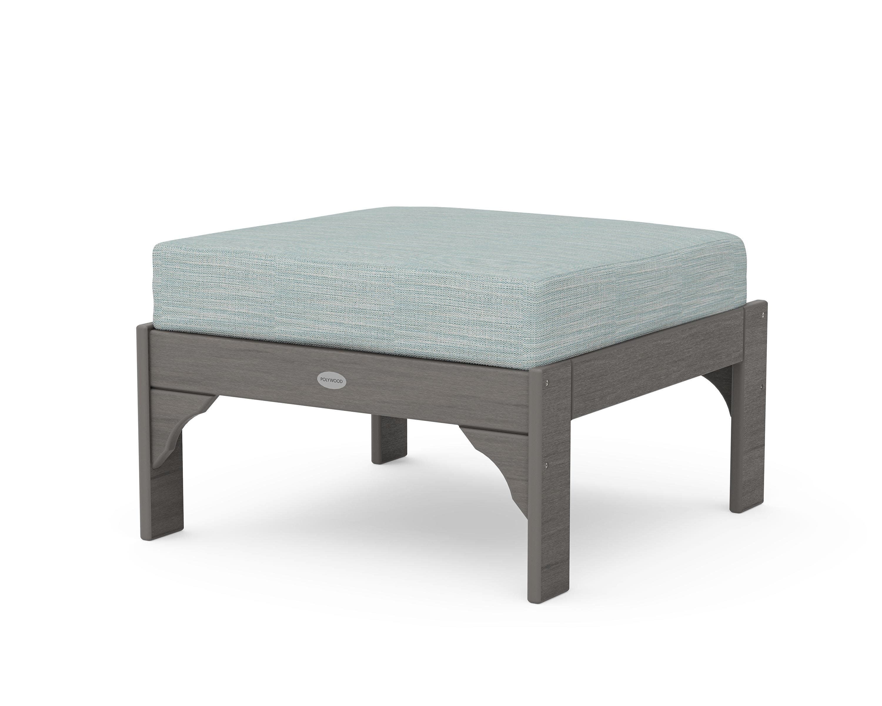 Vineyard Deep Seating Ottoman in Driftwood / Soothe Mist