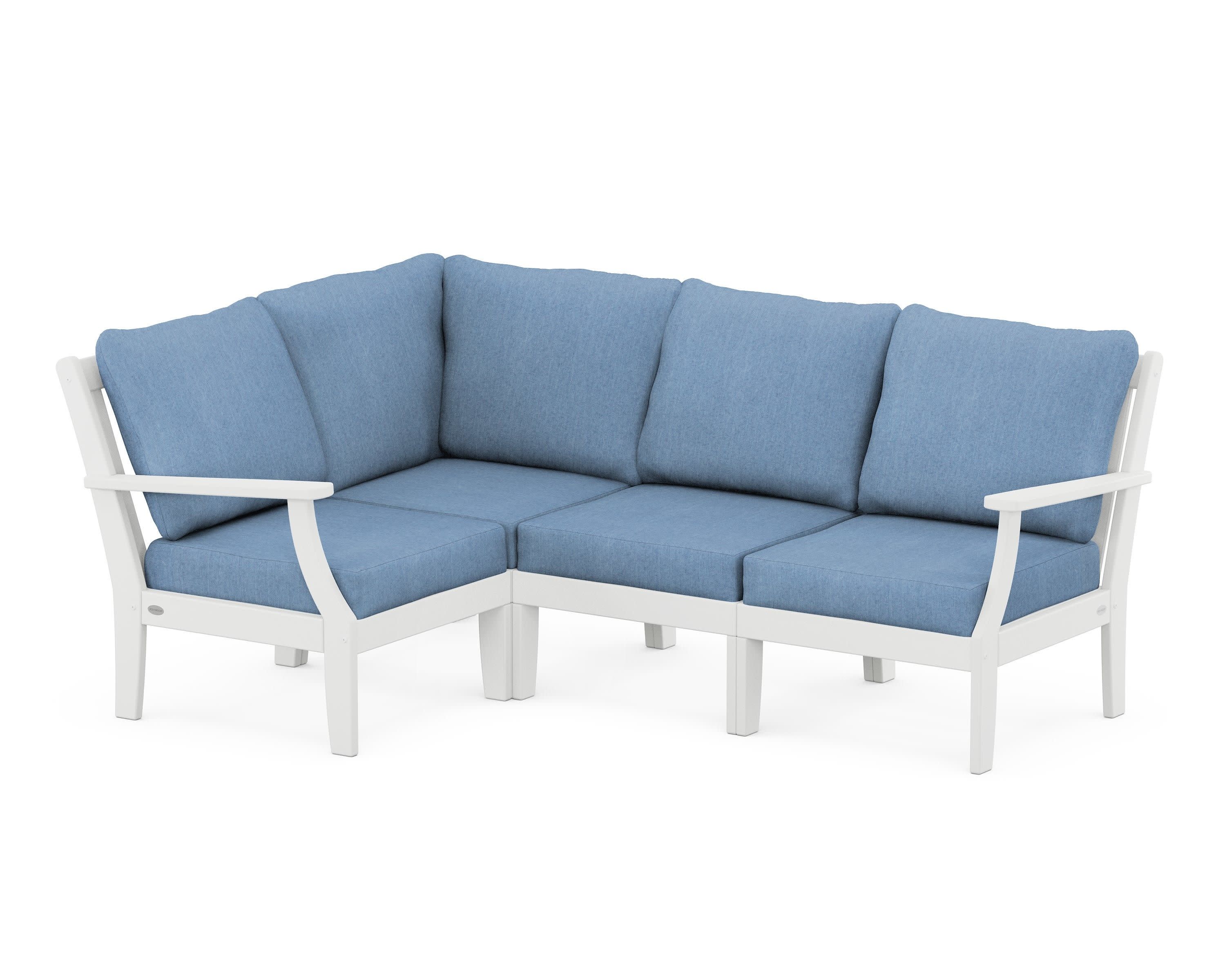Braxton Modular 4-Piece Deep Seating Set in White / Sky Blue