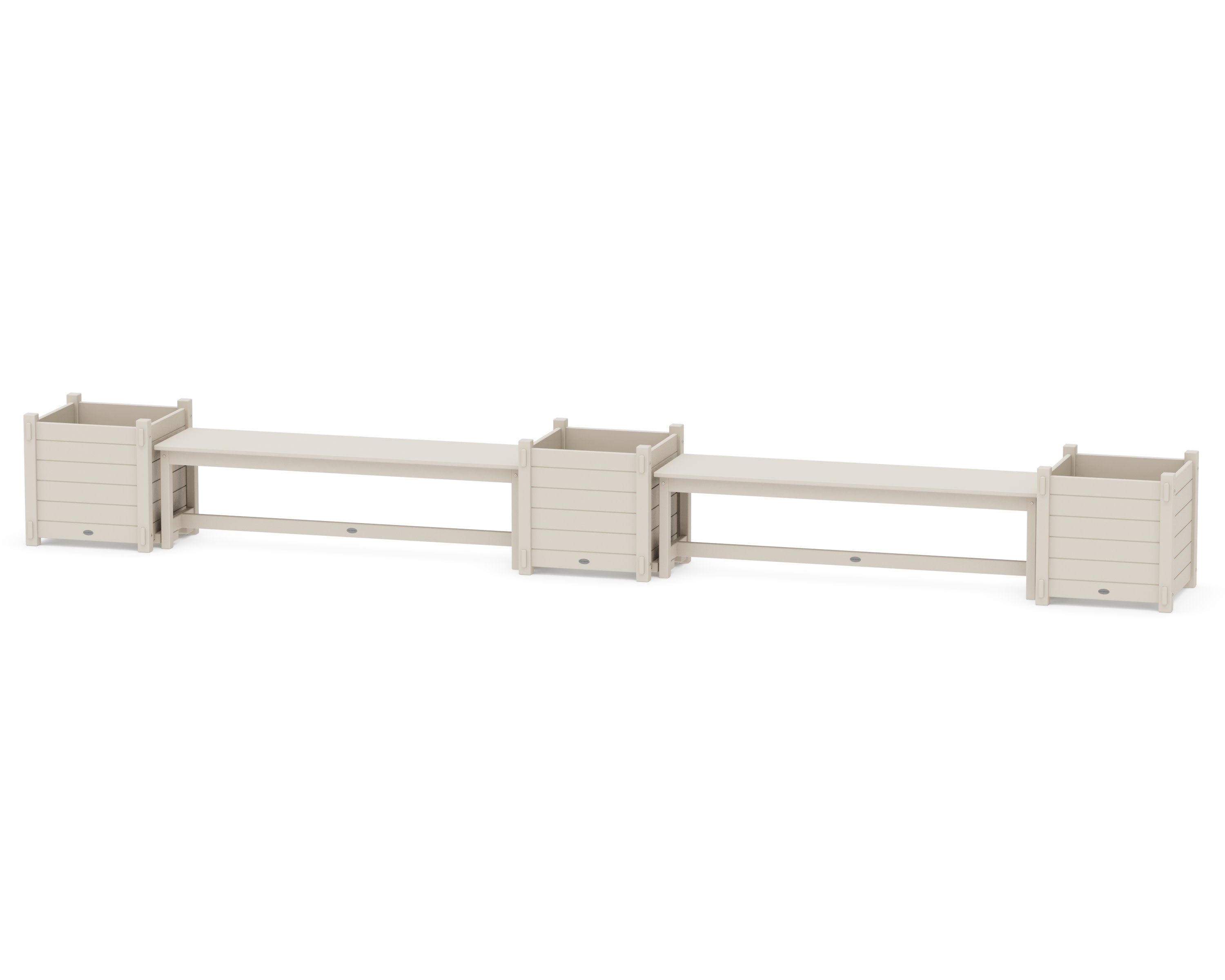 60" Nautical Straight Double Planter Bench Set - Large in Sand