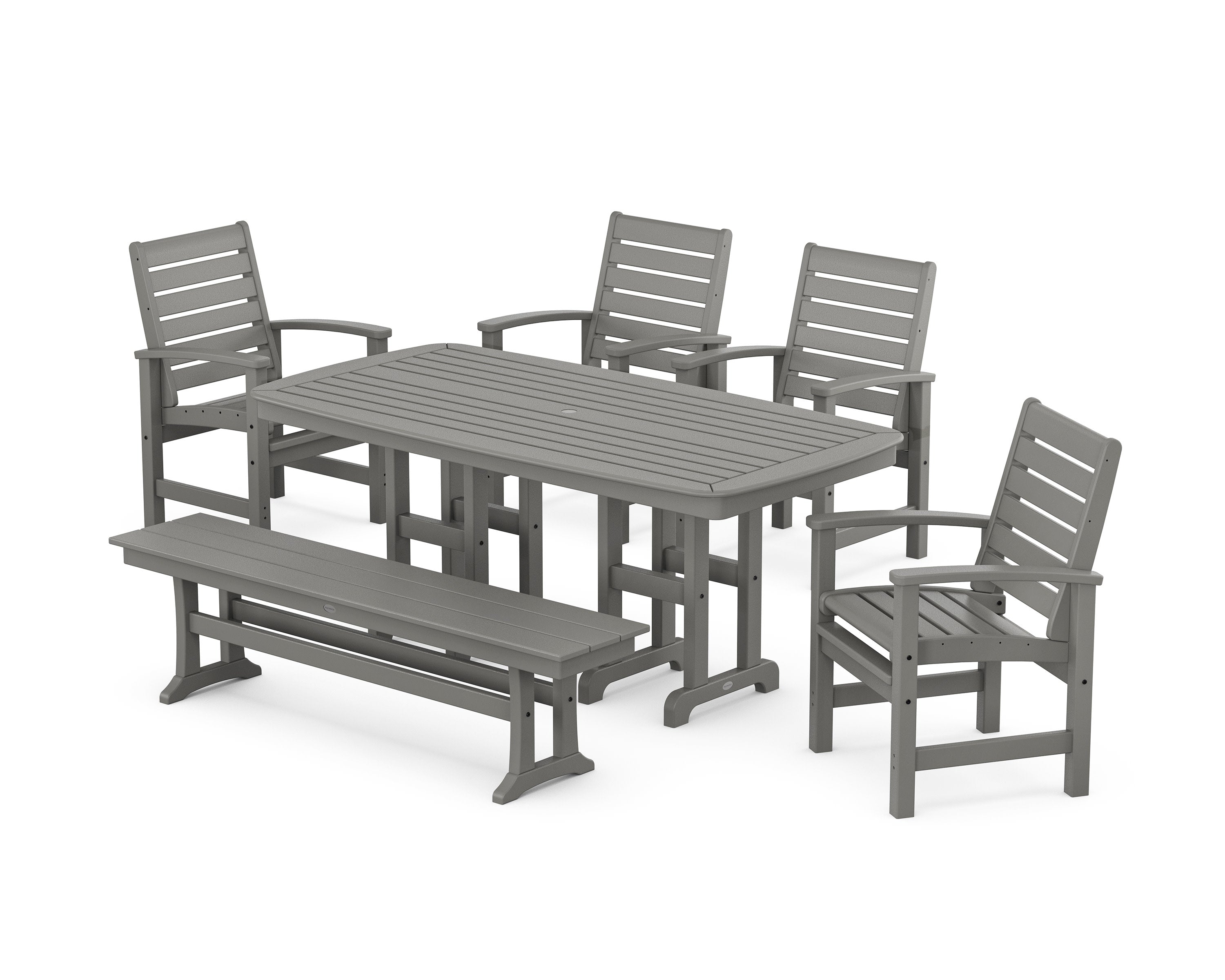 Signature 6-Piece Dining Set with Bench in Slate Grey