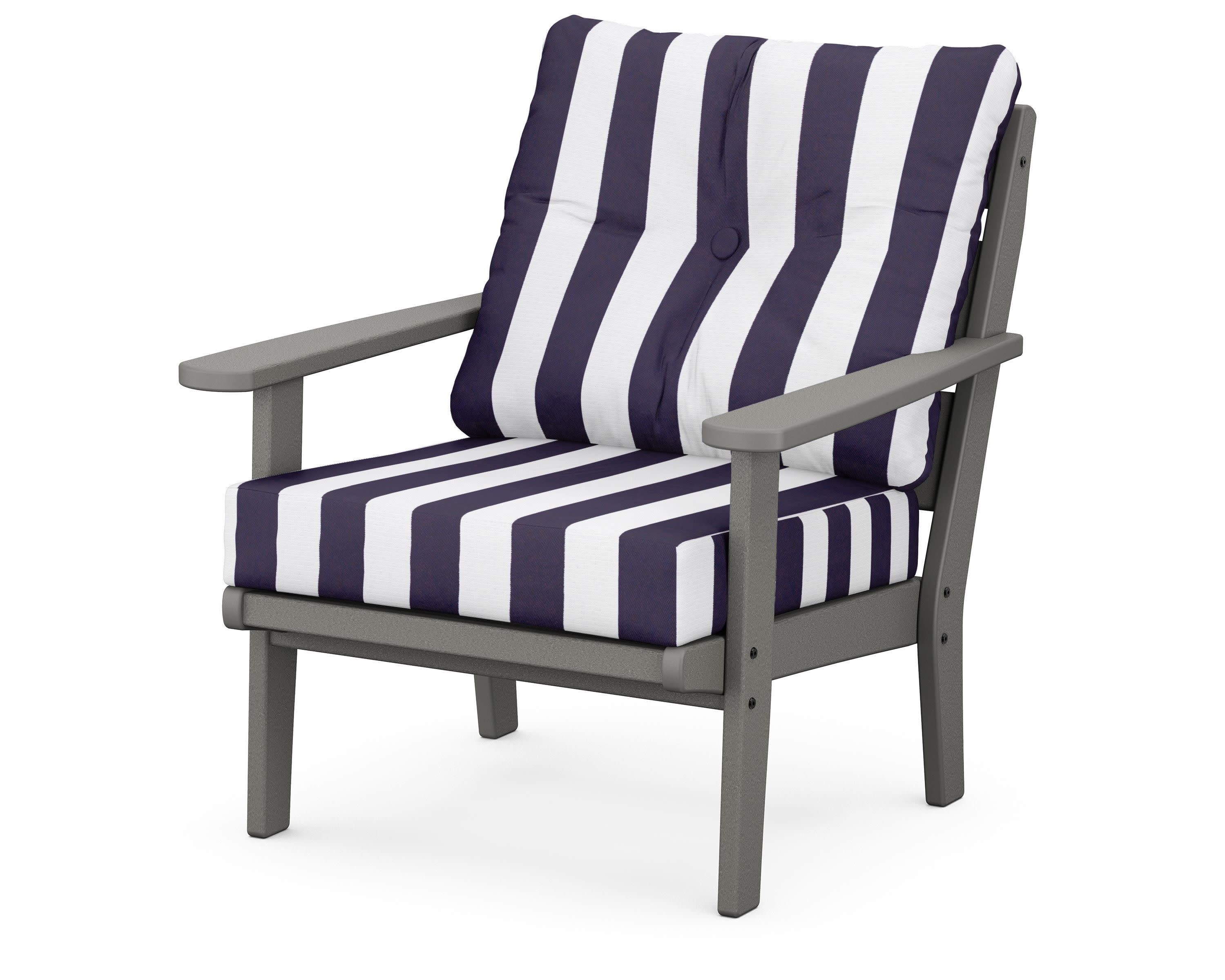 Lakeside Deep Seating Chair in Slate Grey / Cabana Stripe Navy