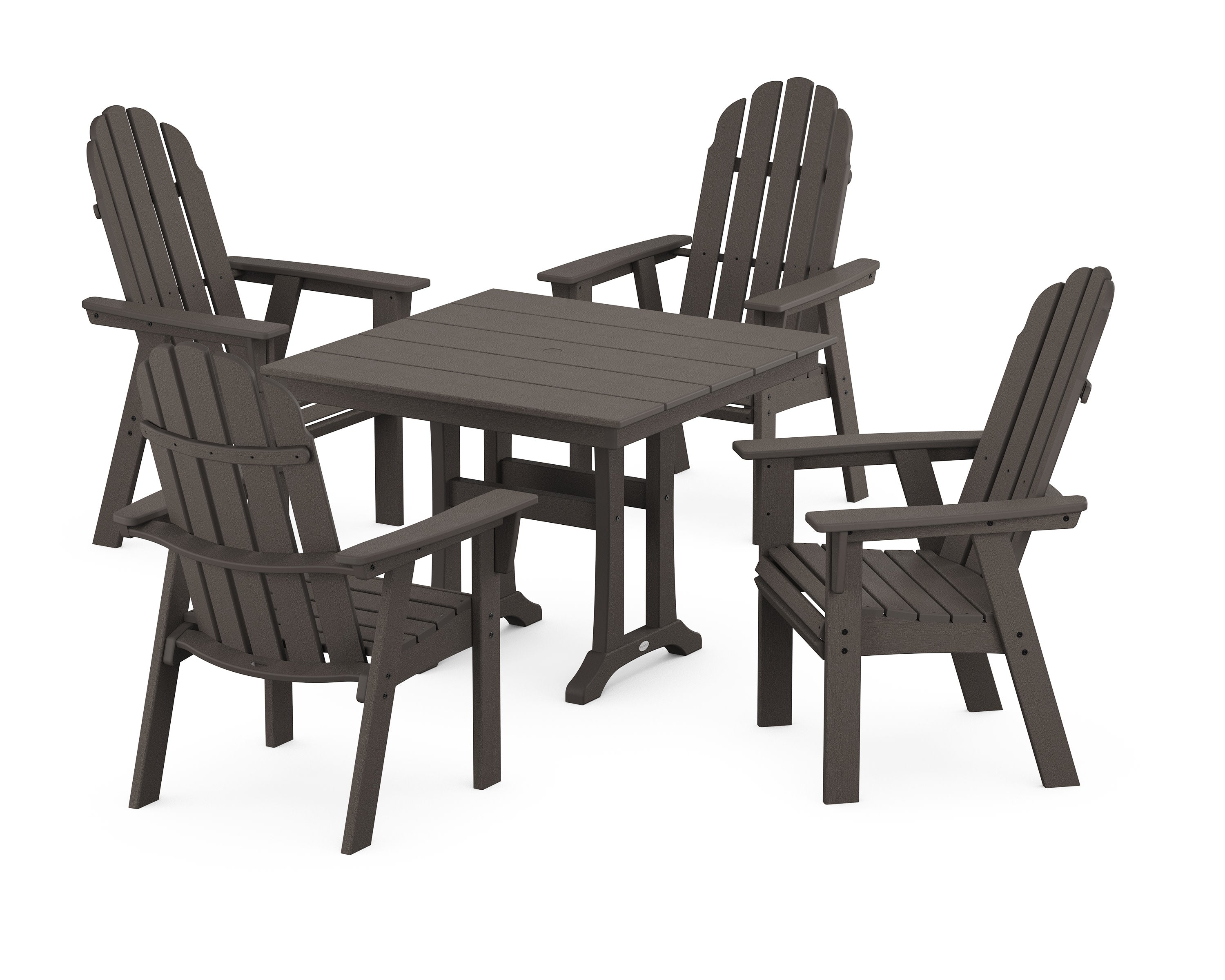 Vineyard Adirondack 5-Piece Farmhouse Dining Set With Trestle Legs in Vintage Coffee