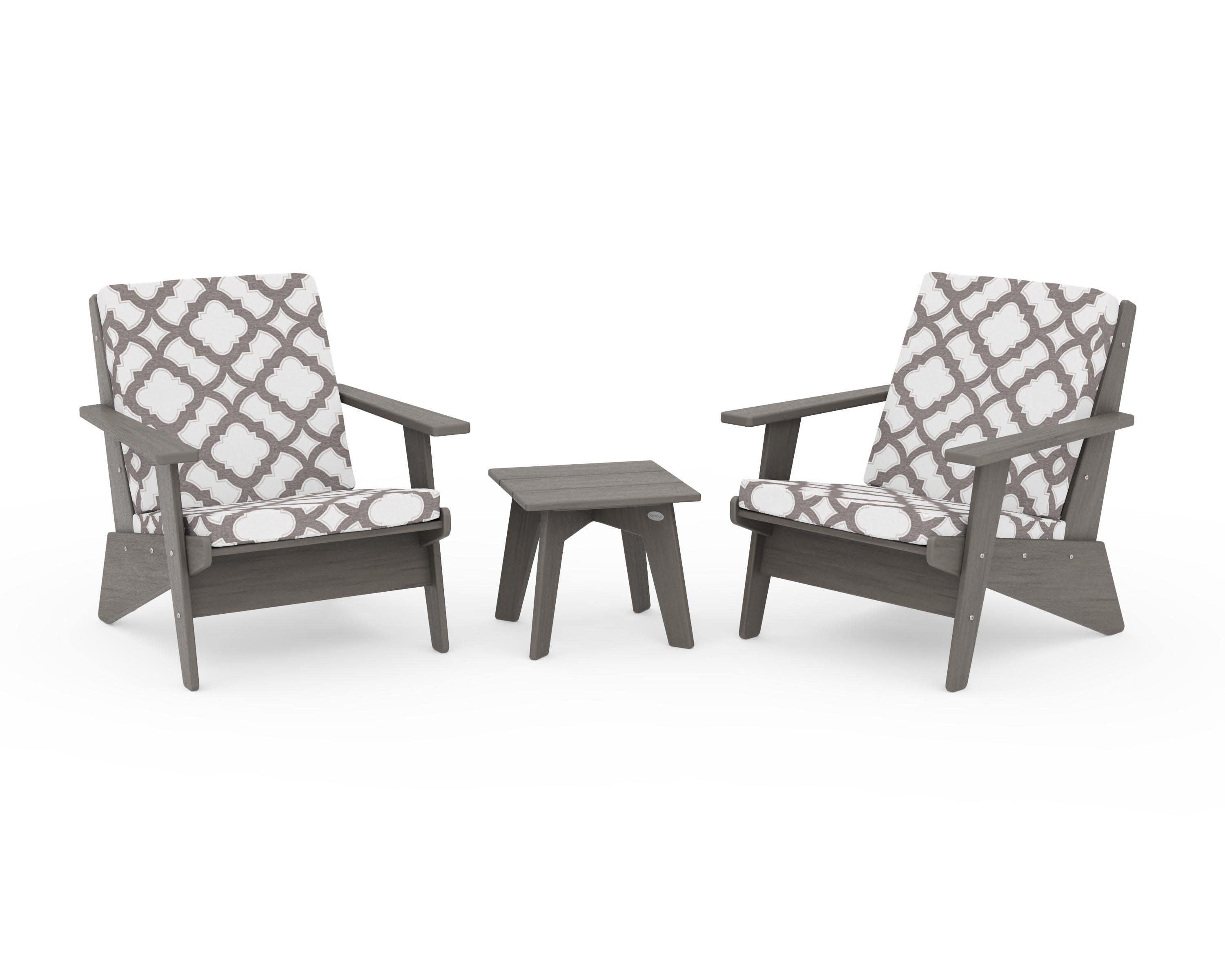 Riviera Modern Lounge 3-Piece Set in Driftwood / Trellis Grey Mist